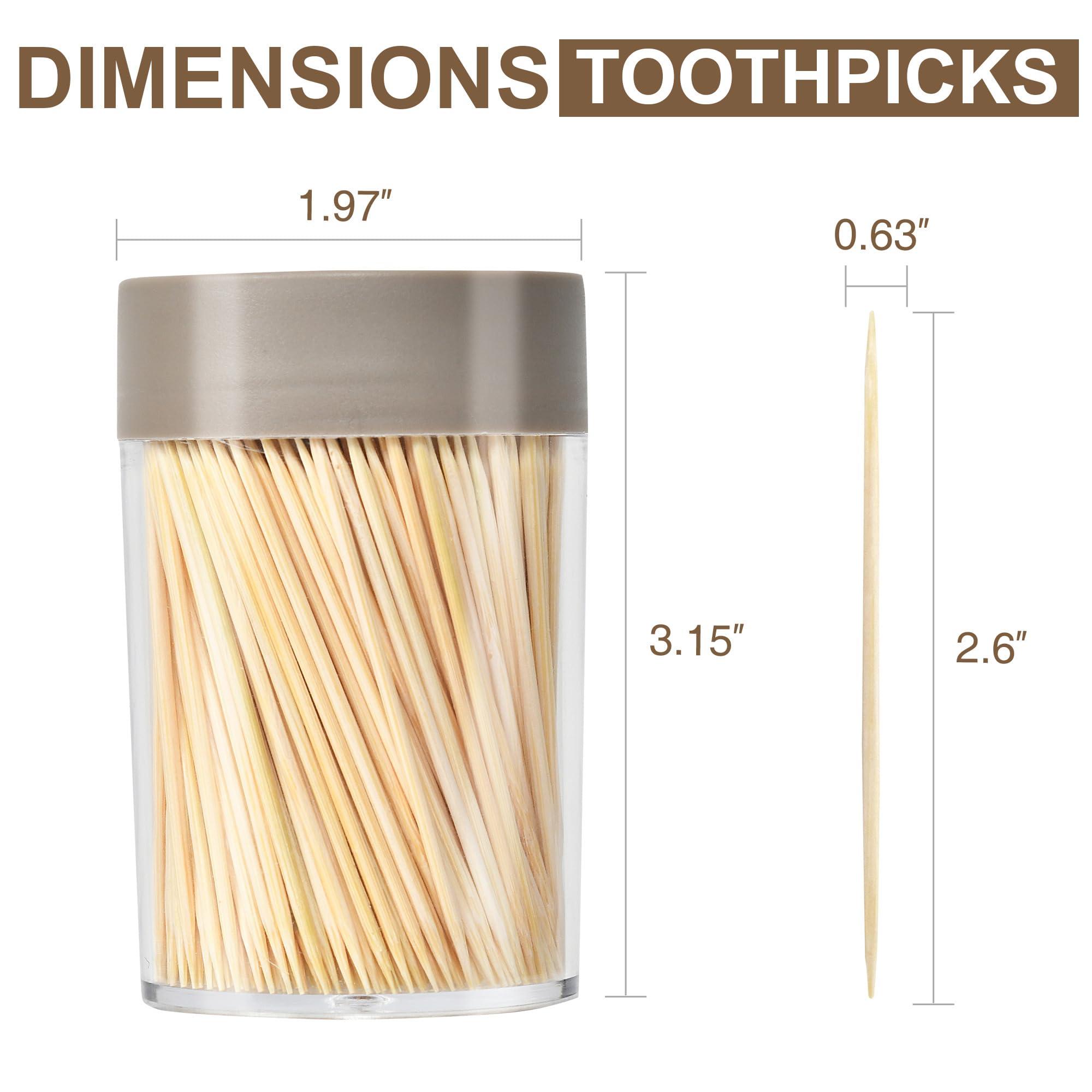 GlitzoCo Premium Bamboo Toothpick Set (500 Count) & Urbanstrive Wood Toothpick Holder Duo - Eco-Friendly Smooth Toothpicks for Parties, Appetizers & Dental Care with Stylish Green Holders