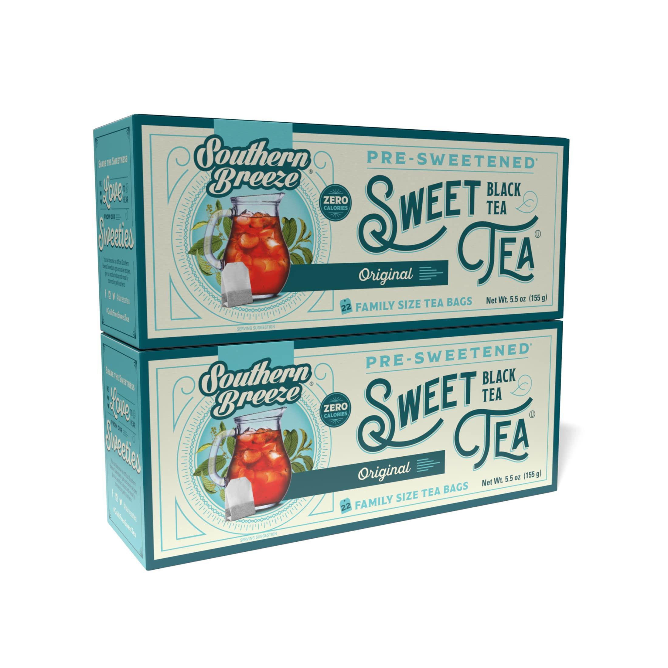 Southern Breeze Southern Breeze Hot Brew Sweet Tea Original Iced Tea with Black Tea and Zero Carbs Zero Sugar, 22 Individually Wrapped Family Size Tea Bags, Pack of 2