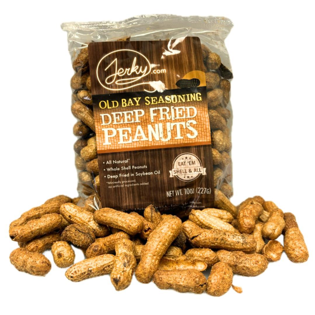 Jerky.com Jerky.com Old Bay Seasoned Peanuts in Shell 10oz - Deep Fried Peanuts in Shell - Roasted Peanuts for Human - USA Grown, Ultimate Spicy Gourmet Gift Peanuts