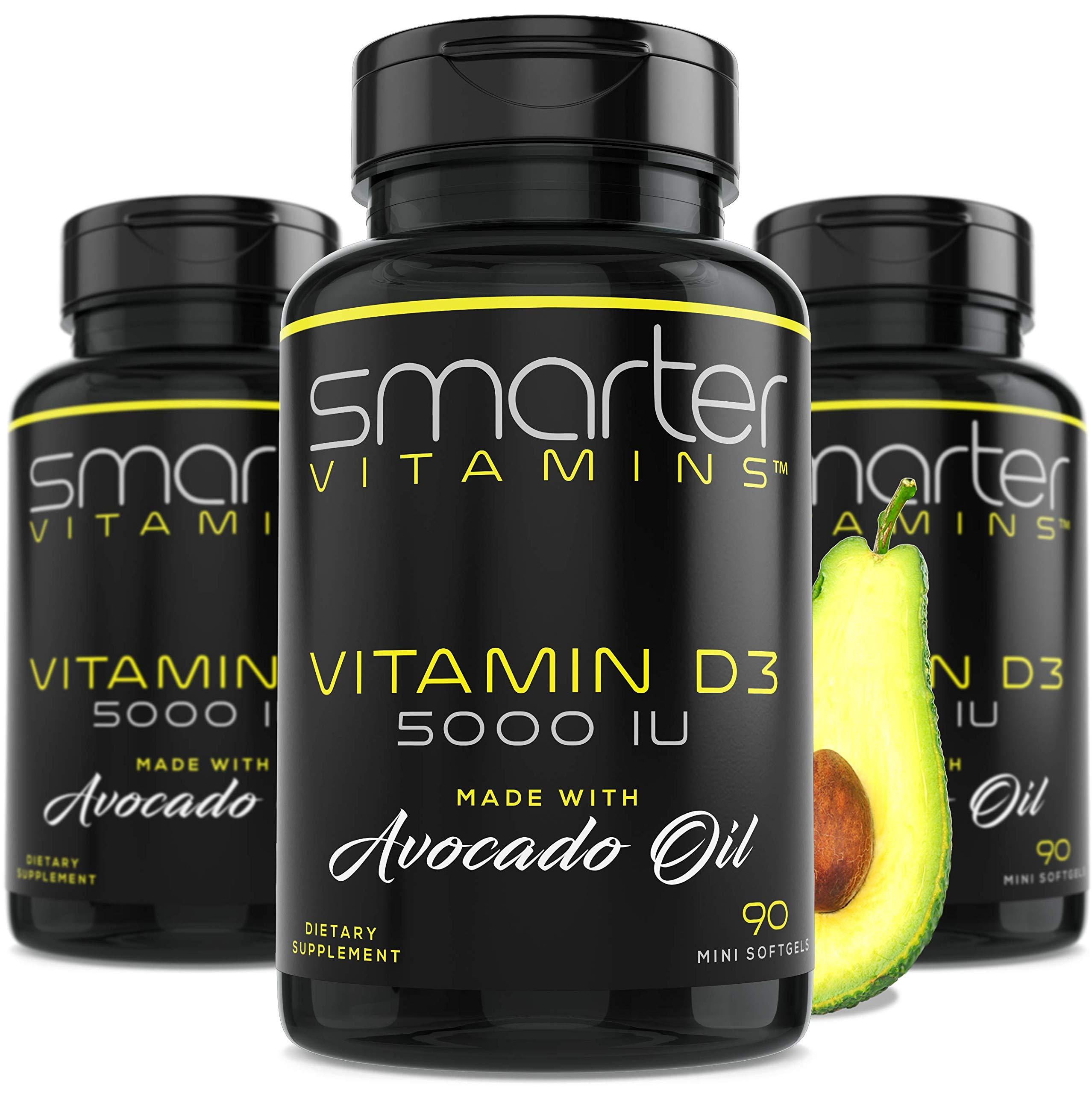 SmarterVitamins (3 Pack) Smarter Vitamin D3 5000 IU in Avocado Oil 125mcg 270 Mini Softgels