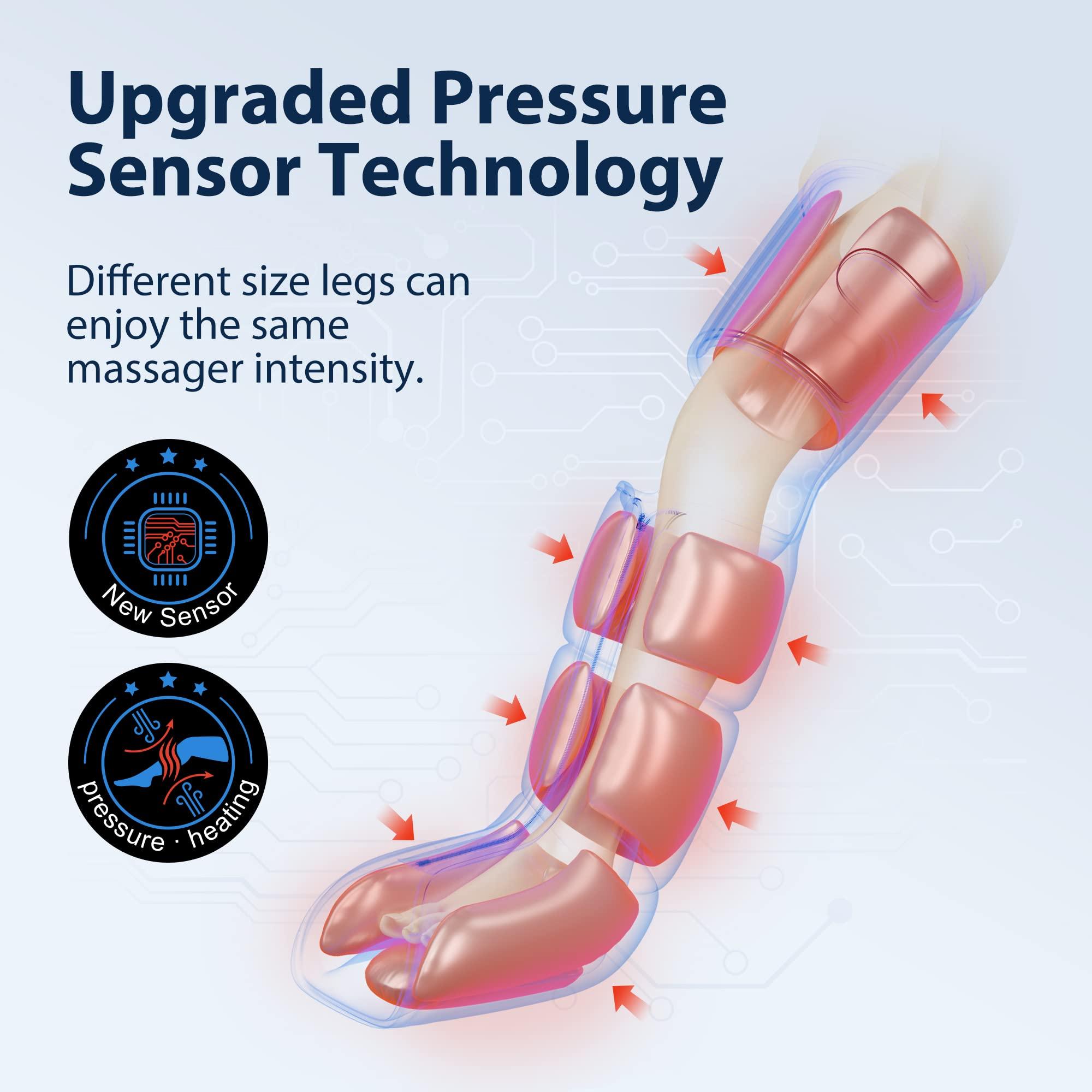 CINCOM CINCOM Leg Massager with Heat and Compression, Leg Massager for Circulation and Pain Relief FSA HSA, 3 in 1 Air Compression Boots for Leg Calf & Foot Recovery Edema Relief, Gifts