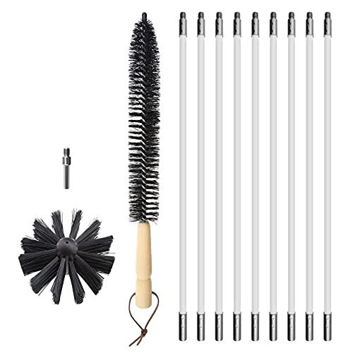 LIYUN chimney sweep kit Flexible Dryer Vent Cleaning Kit Lint Remover Dryer Vent Brush Cleaning Kit Fireplace Chimney Brushes , 9/18 Rods And Brush Head Use With Or Without A Power Drill ( Color : 9 Rods ,