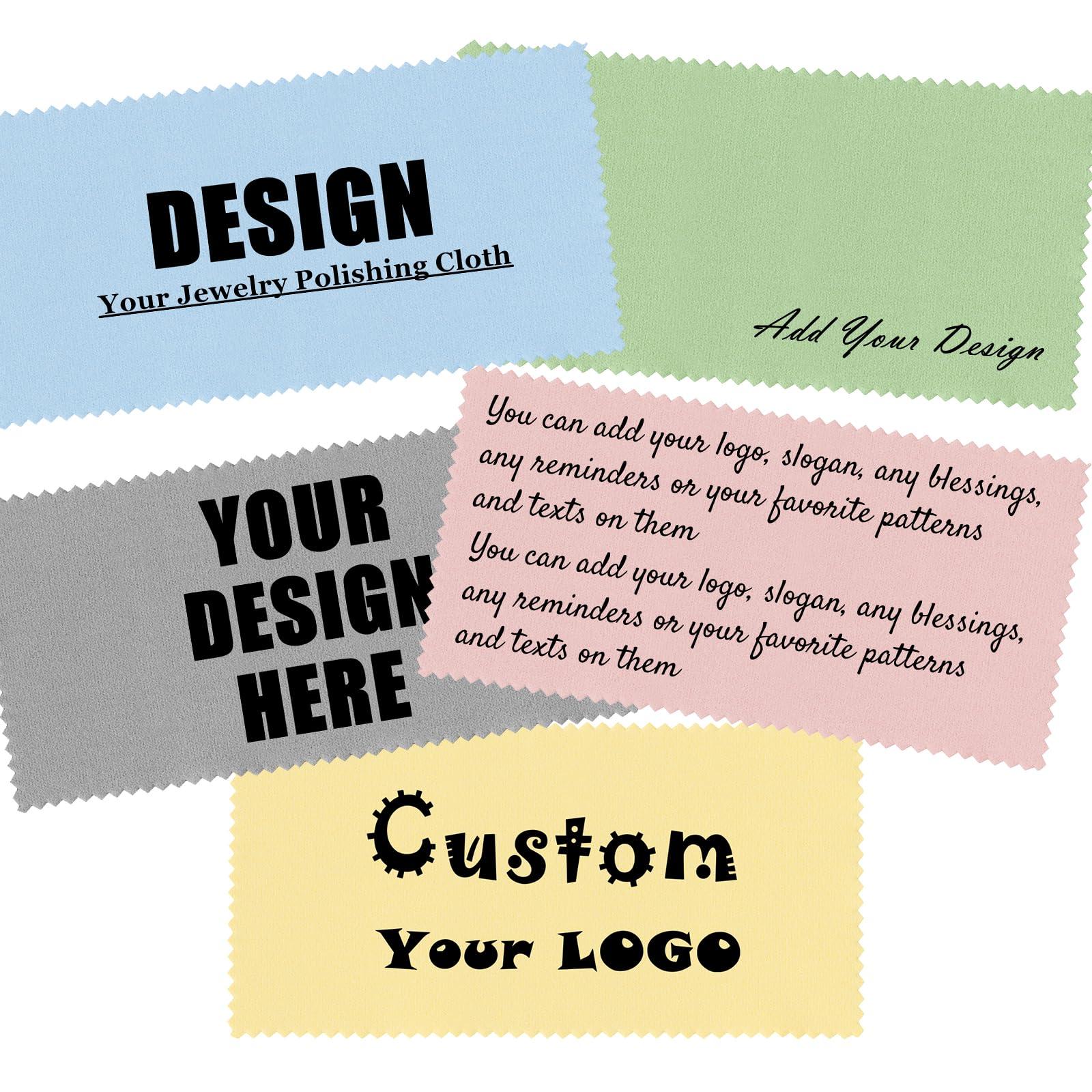 Muka Muka 500 Pcs Custom Polishing Cloths 1.5\" x 3.2\", Blue Jewelry Cleaning Cloths for Silver, Gold, Platinum, Mini Size