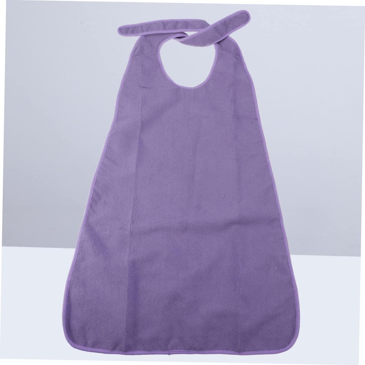 Ipetboom Ipetboom Waterproof Washable Adult Bibs Elderly Mealtime Protector Cloth Bibs Tie-back for Disabled Purple AB-241P