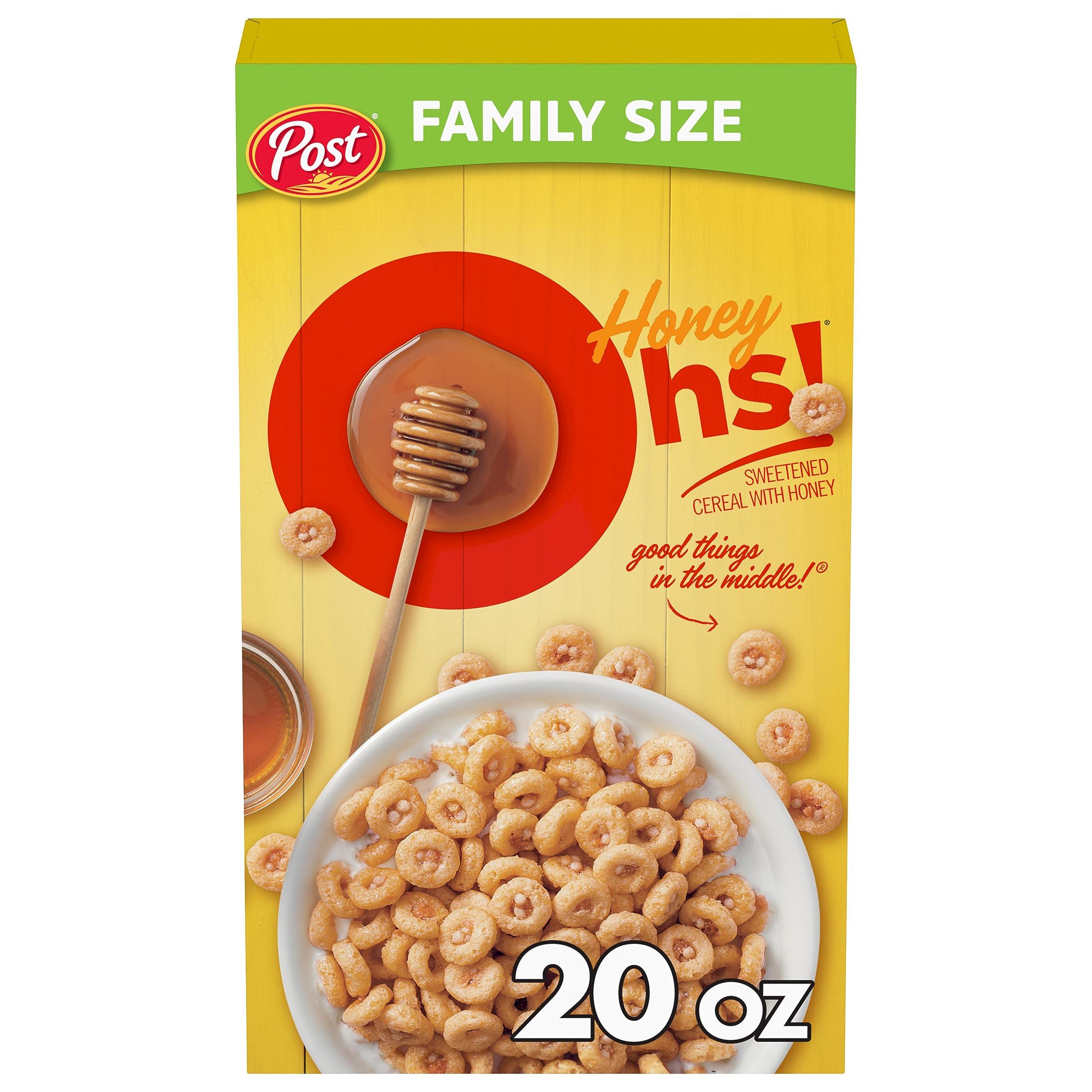 Honey Oh\'s Honey Ohs! Family Size Cereal, Crunchy Breakfast Cereal Os Made with Sweetened Corn, Oats and Rice, 20 OZ Box