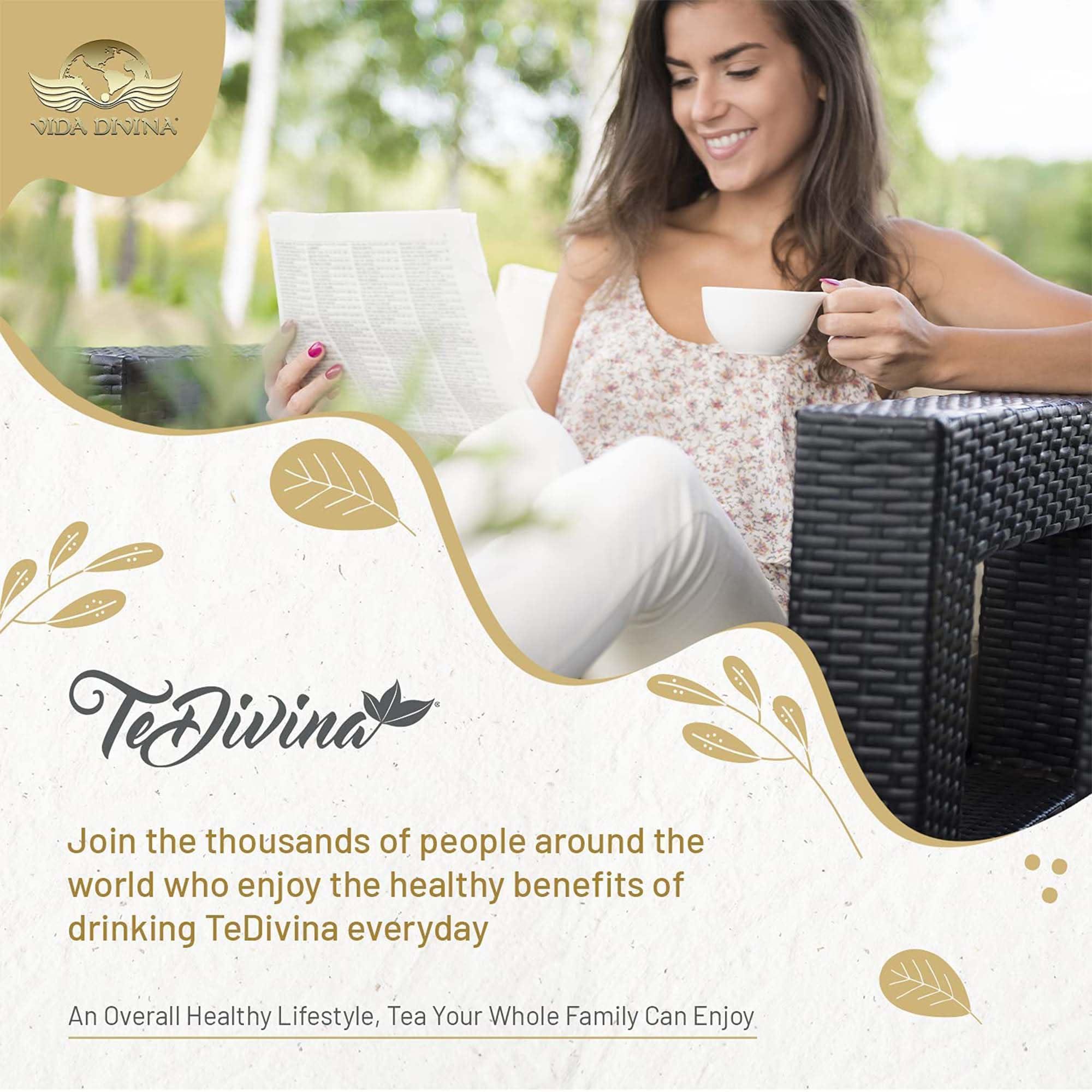 Vida Divina TeDivina, Plant-Based Cleansing Formula, Caffeine-Free Wellness Drink with 12 Blended Ingredients, Colon Support, Original Flavor, 0.3oz (Pack of 1)