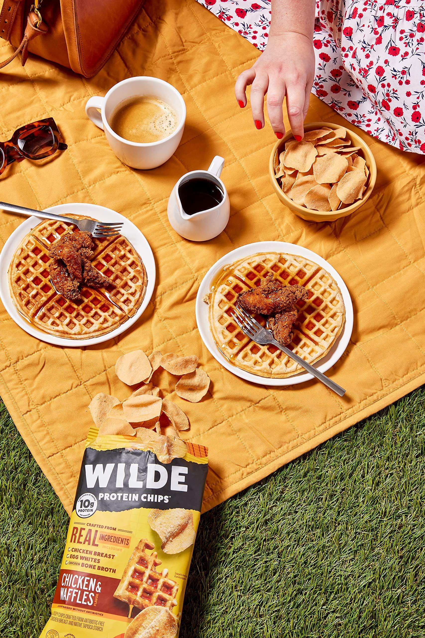 Wilde Chips WILDE Chicken & Waffles Protein Chips, Thin and Crispy, High Protein, Keto, Made with Real Ingredients, 2.25oz Bags (Pack of 8)