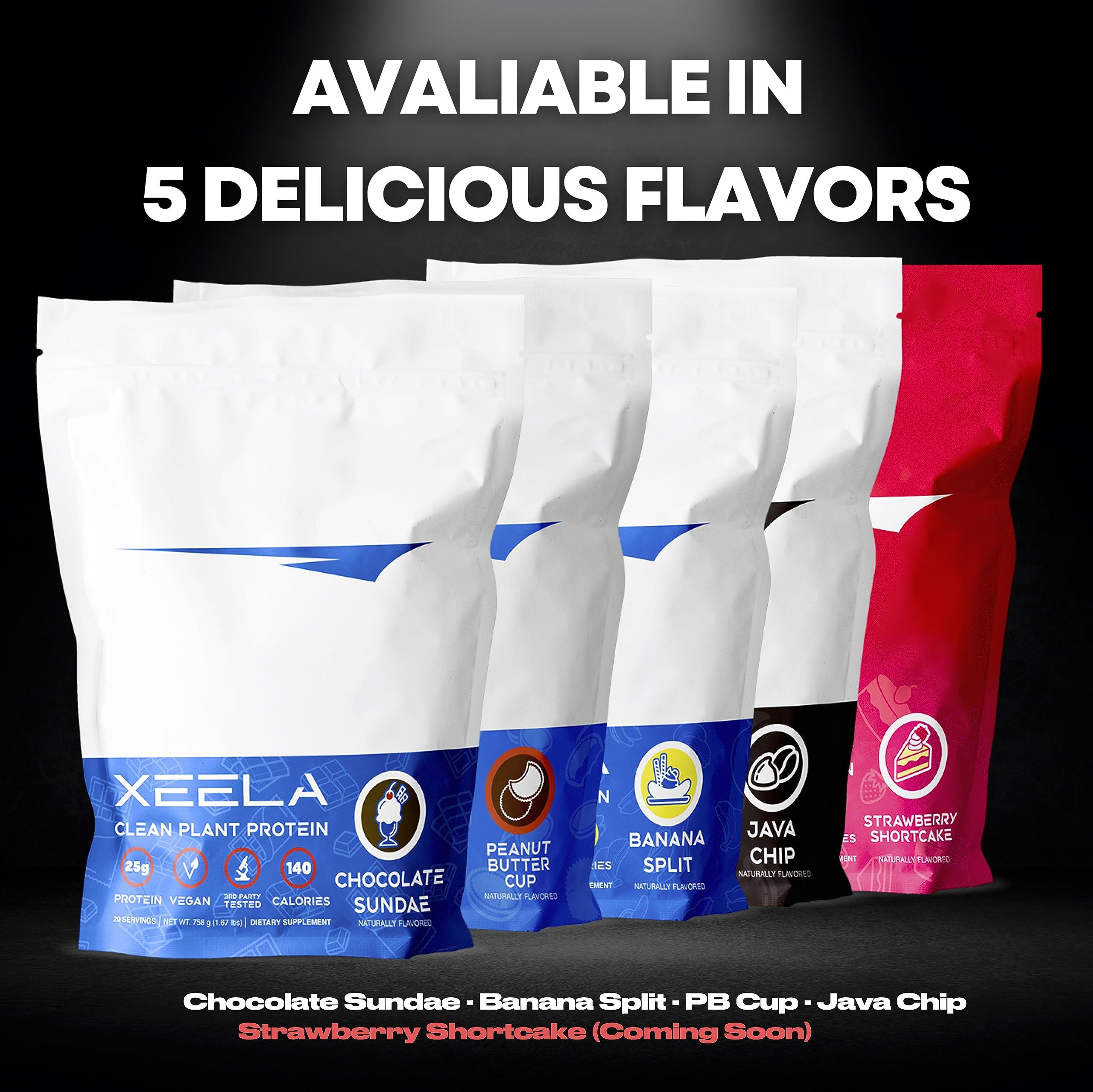 XEELA XEELA Plant Based Vegan Protein Powder - Independently Tested - 25g High Protein, Pea Protein for Men & Women - Vitamins & Minerals, Non GMO, Dairy & Gluten Free, LowCarb & LowFat (Banana Split)