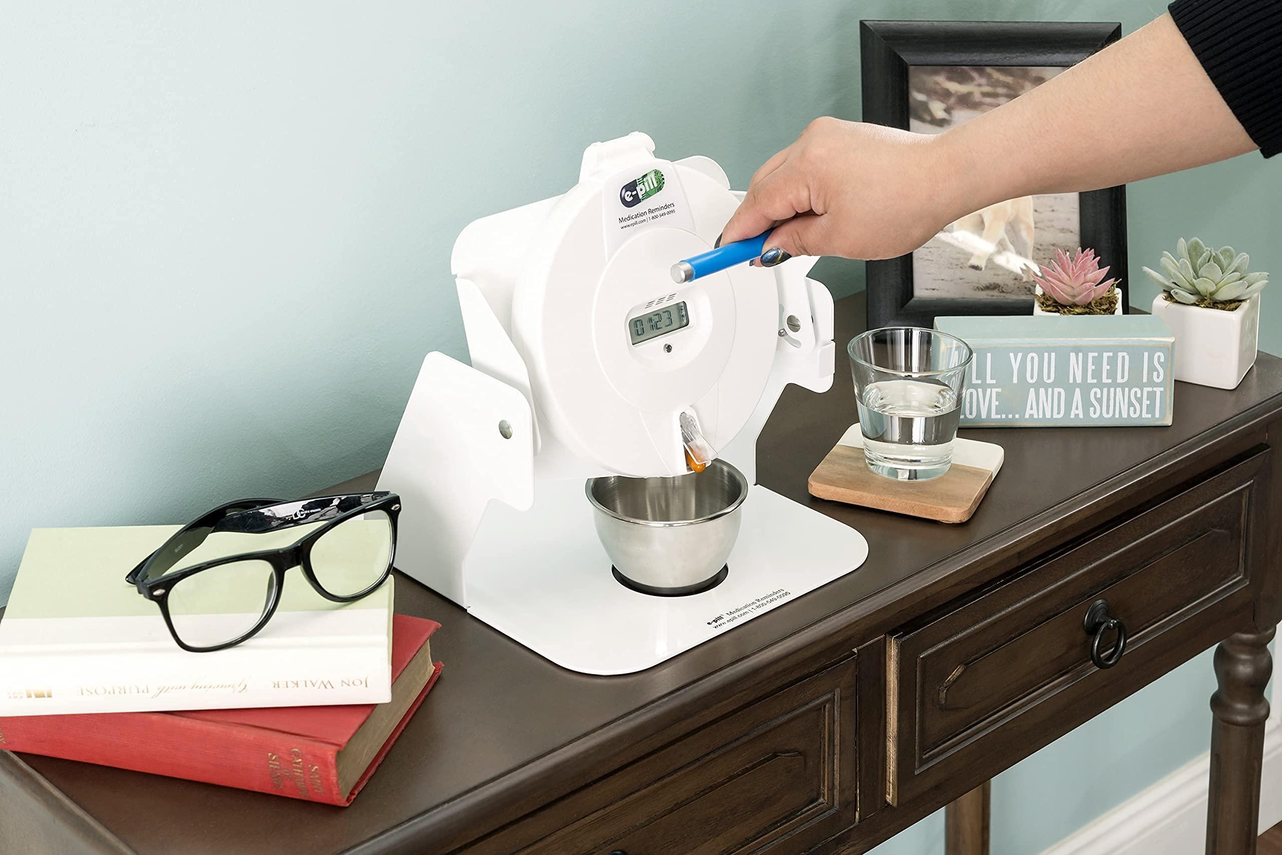 e-pill Medication Reminders e-Pill Station Pro - Advanced Locked Automatic Pill Dispenser - White Lid