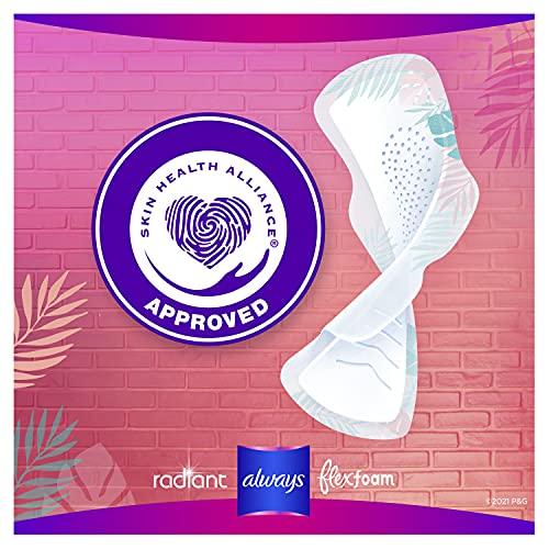 Always Always Radiant Teen Feminine Pads with FlexFoam, Size 1, Regular, with Wings, Unscented, 28 CT