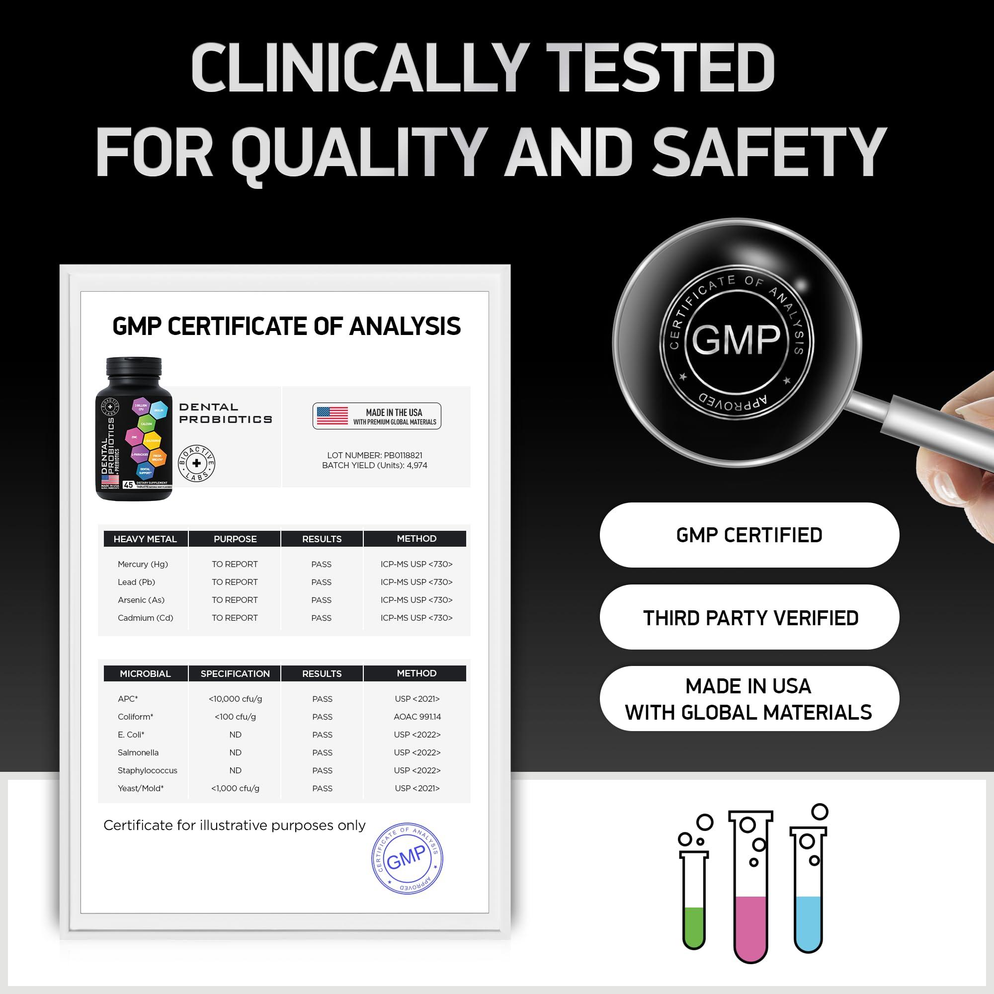 BIOACTIVE LABS Dental Probiotics for Bad Breath & Oral Health - Best Lactobacillus Salivarius Probiotic Tablets Fight Chronic Bad Breath and Restore Good Bacteria - Oral Probiotics for Teeth and Gums - 90 Tablets