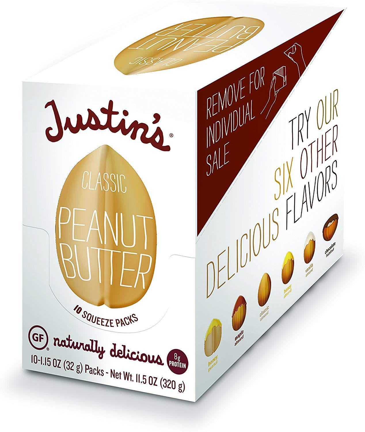 Justin's Nut Butter Justin\'s Chocolate Hazelnut & Almond Butter and Classic Peanut Butter Squeeze Pack Bundle (10 + 10 Pack)