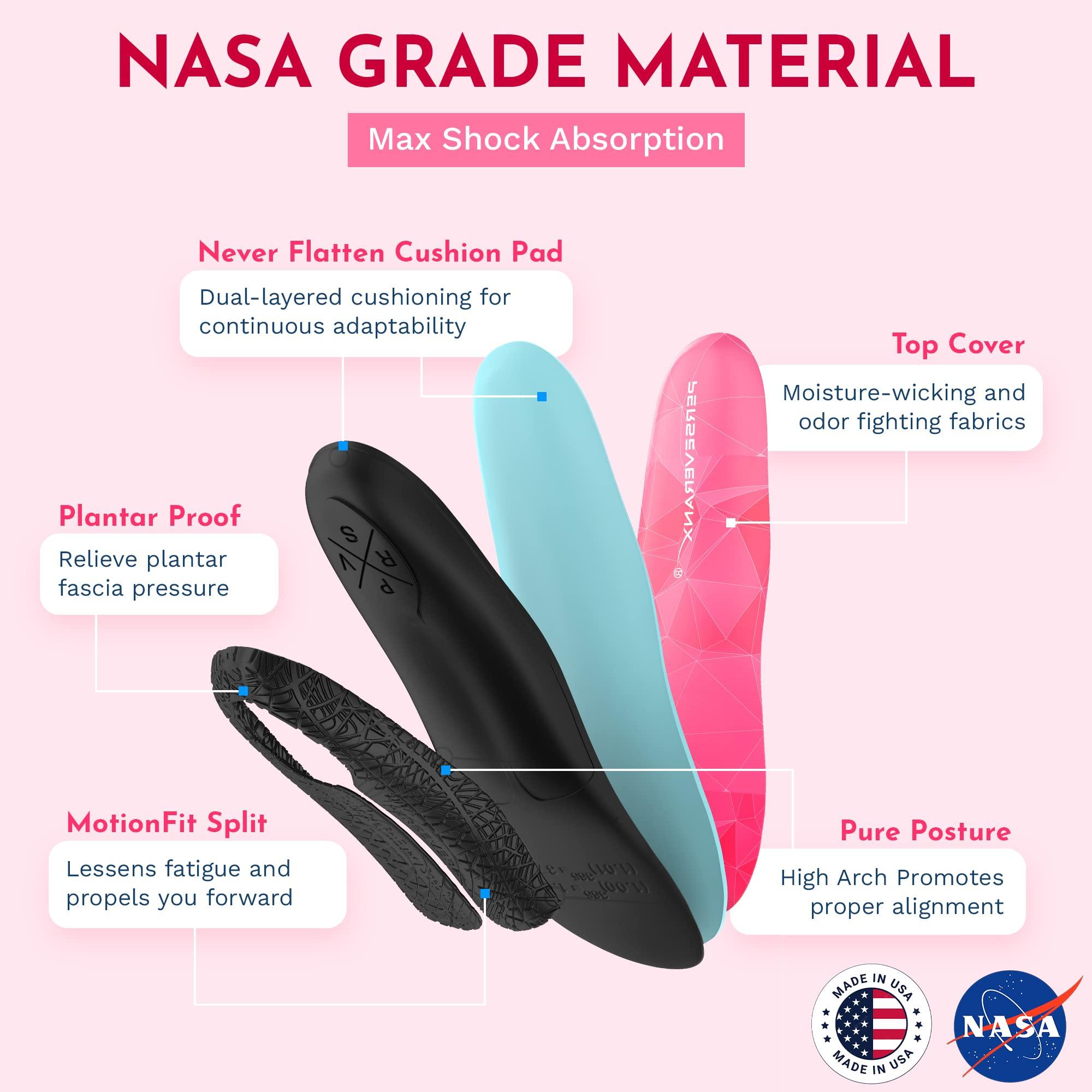 Perseveranx NASA Grade Plantar Fasciitis Insoles High Arch Support Insoles Men Women - Shoe Insoles for Plantar Fasciitis Relief - Absorb Shock & Relieve Flat Foot Pain - Orthotics Inserts for Work & Standing