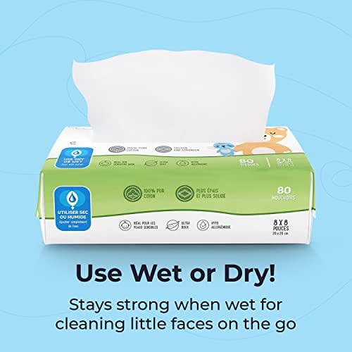 Peekapoo Peekapoo Cotton Tissues - Use Wet or Dry, Unscented, Hypoallergenic, Ultra Soft Tissues for Children, Suitable for Sensitive Skin, Strong & Absorbent, 480 Count