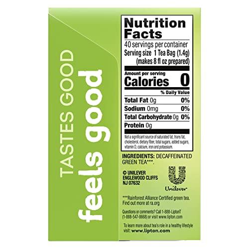 Lipton Lipton Decaffeinated Green Tea Bags, Unsweetened Teabags for Decaf Hot Tea or Decaf Iced Tea, 240 Total Tea Bags (40ct - Pack of 6)