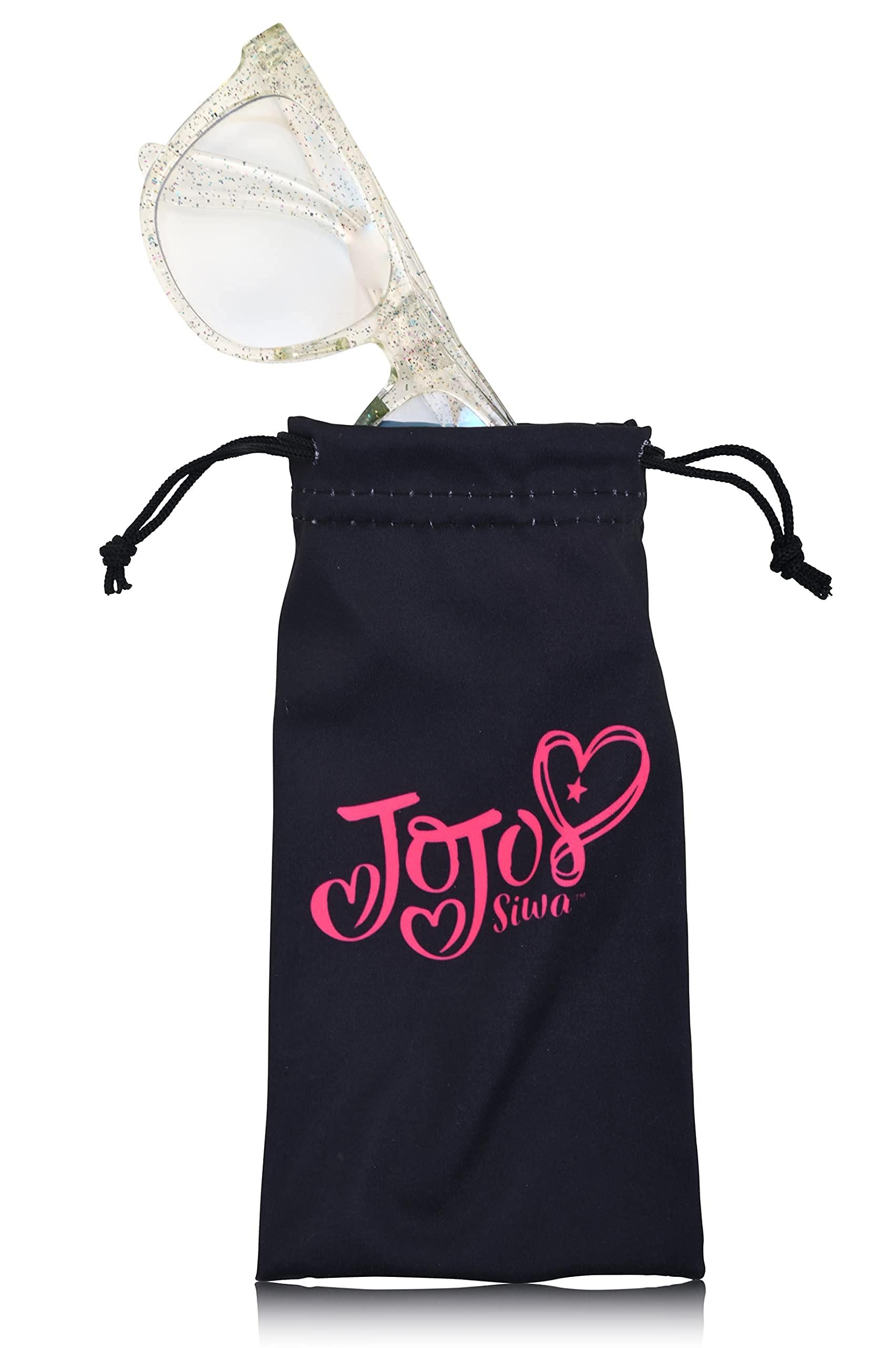 JoJo Siwa Jojo Siwa Blue Light Blocking Glasses with Pouch Juniors Computer Glasses for Women Eyewear Screen Protection (Sparkle Pink)