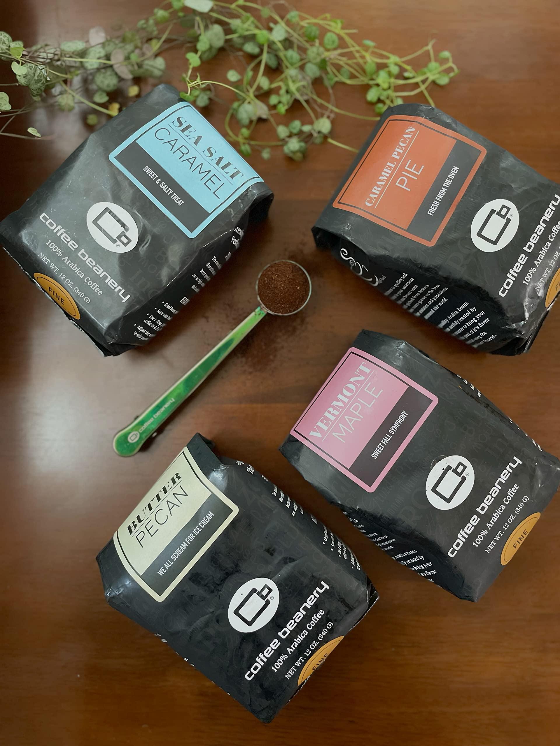 Coffee Beanery Sea Salt Caramel Coffee by Coffee Beanery | 12oz Flavored Coffee Ground Medium Roast Coffee| 100% Specialty Arabica Coffee Ground | Gourmet Coffee | Flavored Ground Coffee Medium Roast