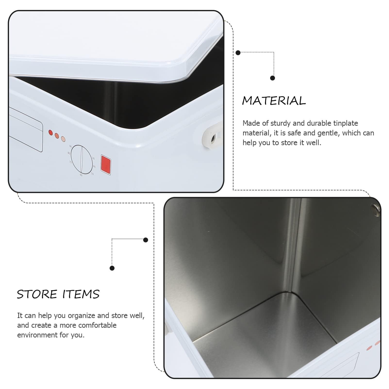 VAKUUM 1PC Laundry Detergent Powder Storage Tin Box, Washing Machine Design Laundry Powder Container, Metal Decorative Detergent Bin for Storing Washing Powder Tablets, Laundry Room Decor/48