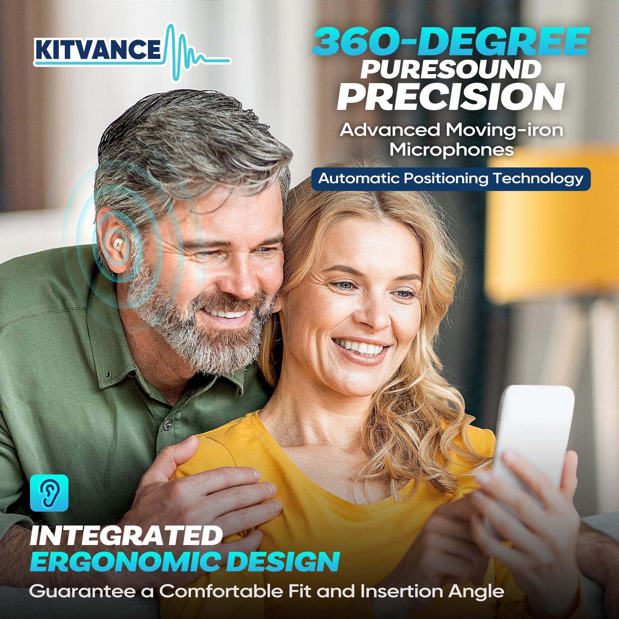 Kitvance [Upgraded Version] Hearing Aids for Seniors Adults with Dual Micphone, Rechargeable Sound Amplifiers with Noise Canceling, Invisible Digital OTC Hearing Amplifiers with LED Power Display Charging Case