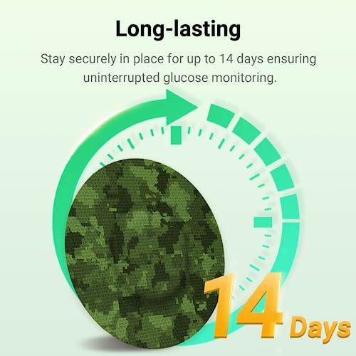 KOVOQ Kovoq Freestyle Libre 3 Sensor Adhesive Patches,Patterned Sensor Tape Protector,CGM Tape,16 pcs Colorful,Waterproof & Sweatproof,Sensor Covers for Kids Women Men,Sensor Tape,Camouflage