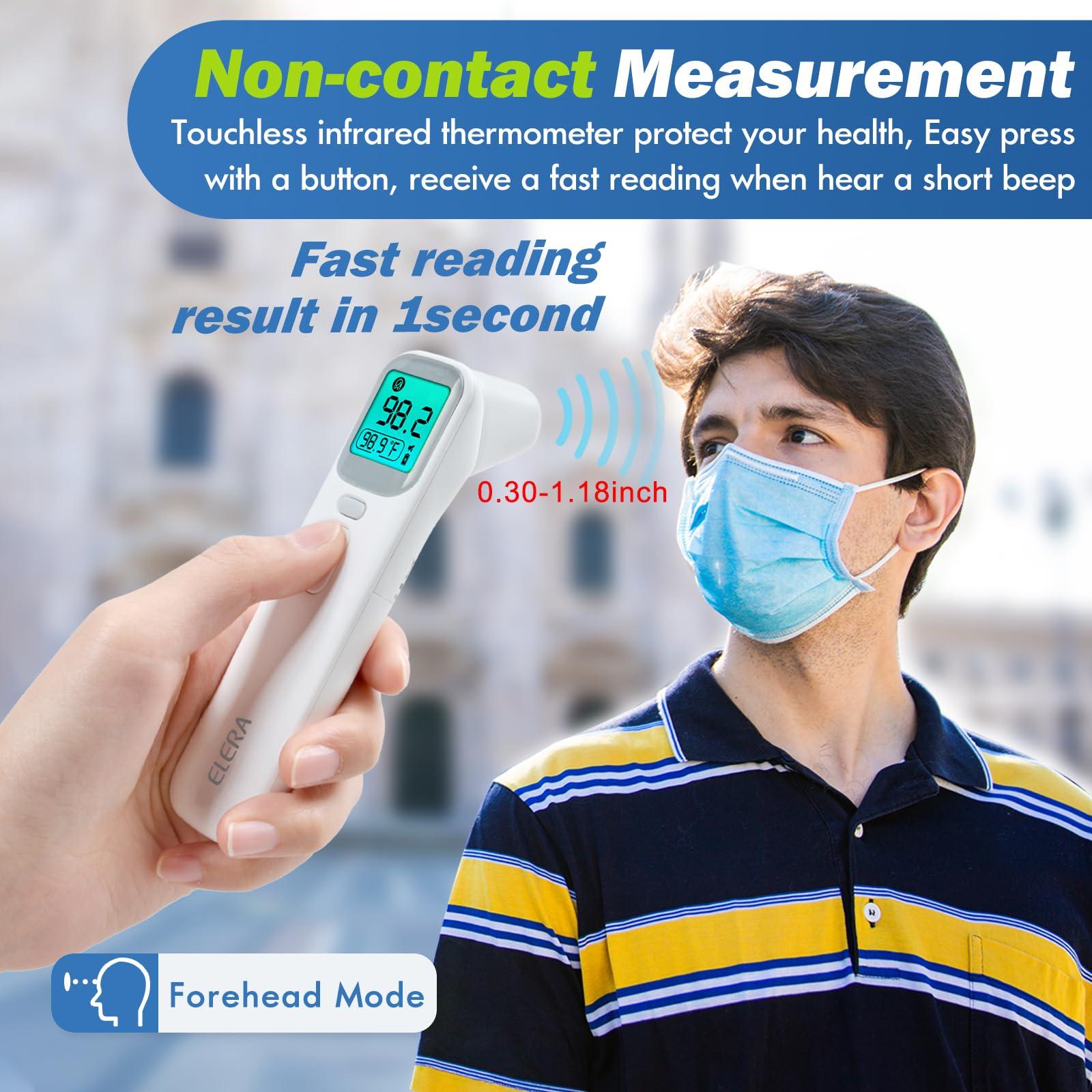 ELERA Elera Ear Thermometer for Kids, Baby Thermometer with Forehead and Ear Mode for Adults, Infant, Kids and Toddler, Touchless and 1 Second Reading with Fever Alarm and Mute Function, LCD