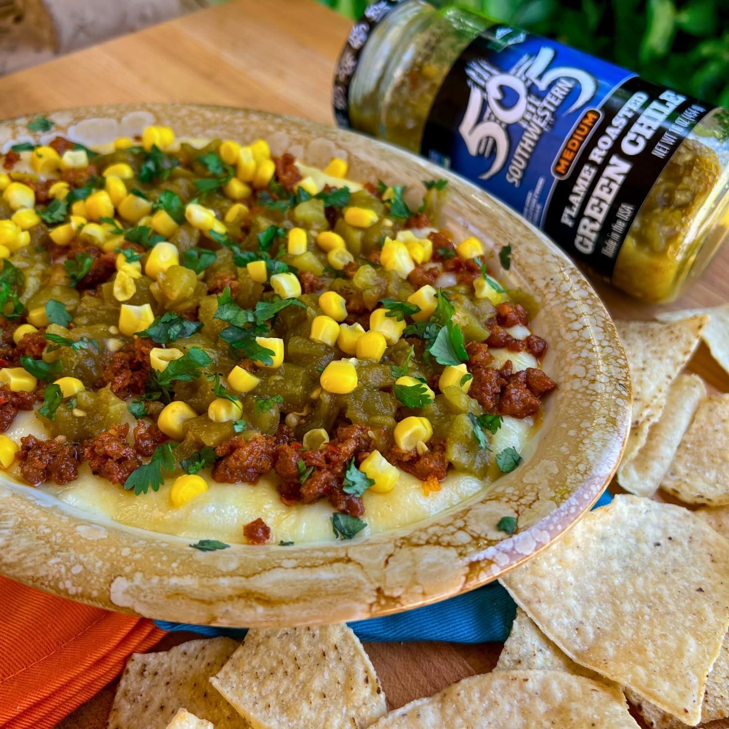 Hatch Valley 505 Southwestern Medium Flame Roasted Hatch Valley Green Chiles, 40 oz Jar  Gluten-Free, Non-GMO, All-Natural, Authentic New Mexico Flavor, Perfect for Tacos, Enchiladas, Soups, Stews, and Dips