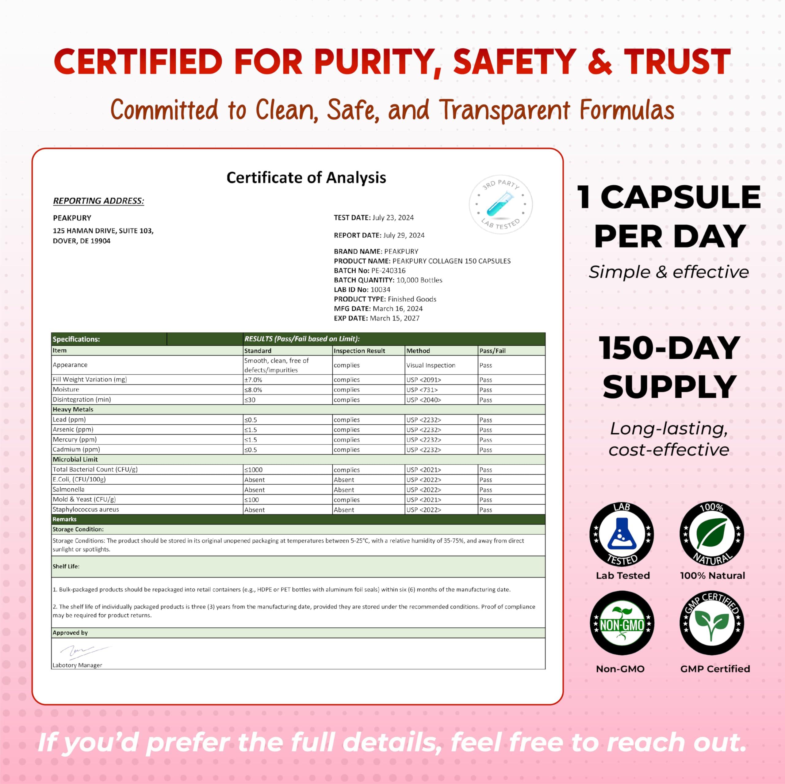 PEAKPURY PEAKPURY Collagen Biotin Resveratrol Saw Palmetto - Skin, Joint Health Support - Made in USA