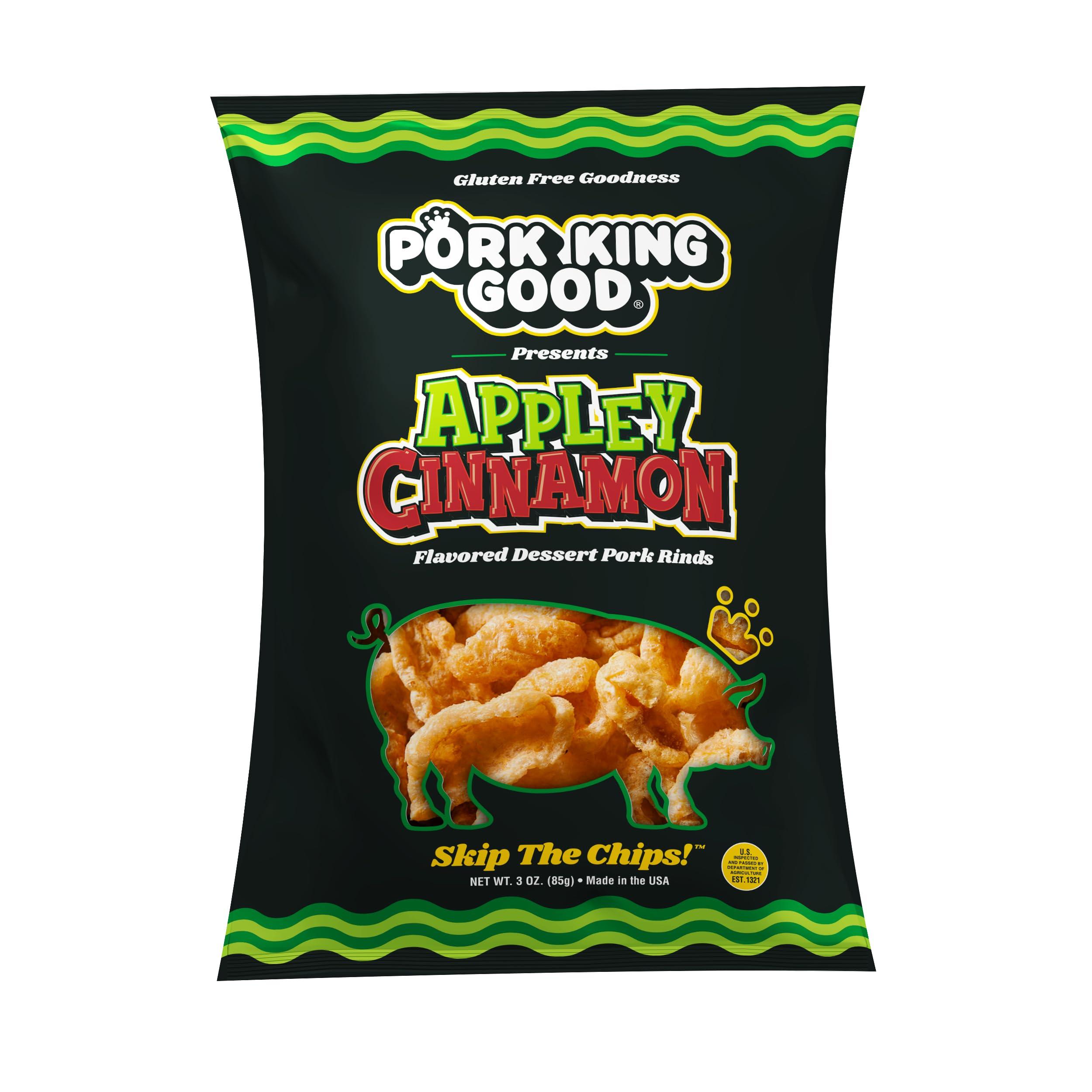 Pork King Good Pork King Good Appley Cinnamon 3 oz Dessert Flavored Pork Rinds - (4 Pack) Sweet and Salty, Gluten Free Snacks