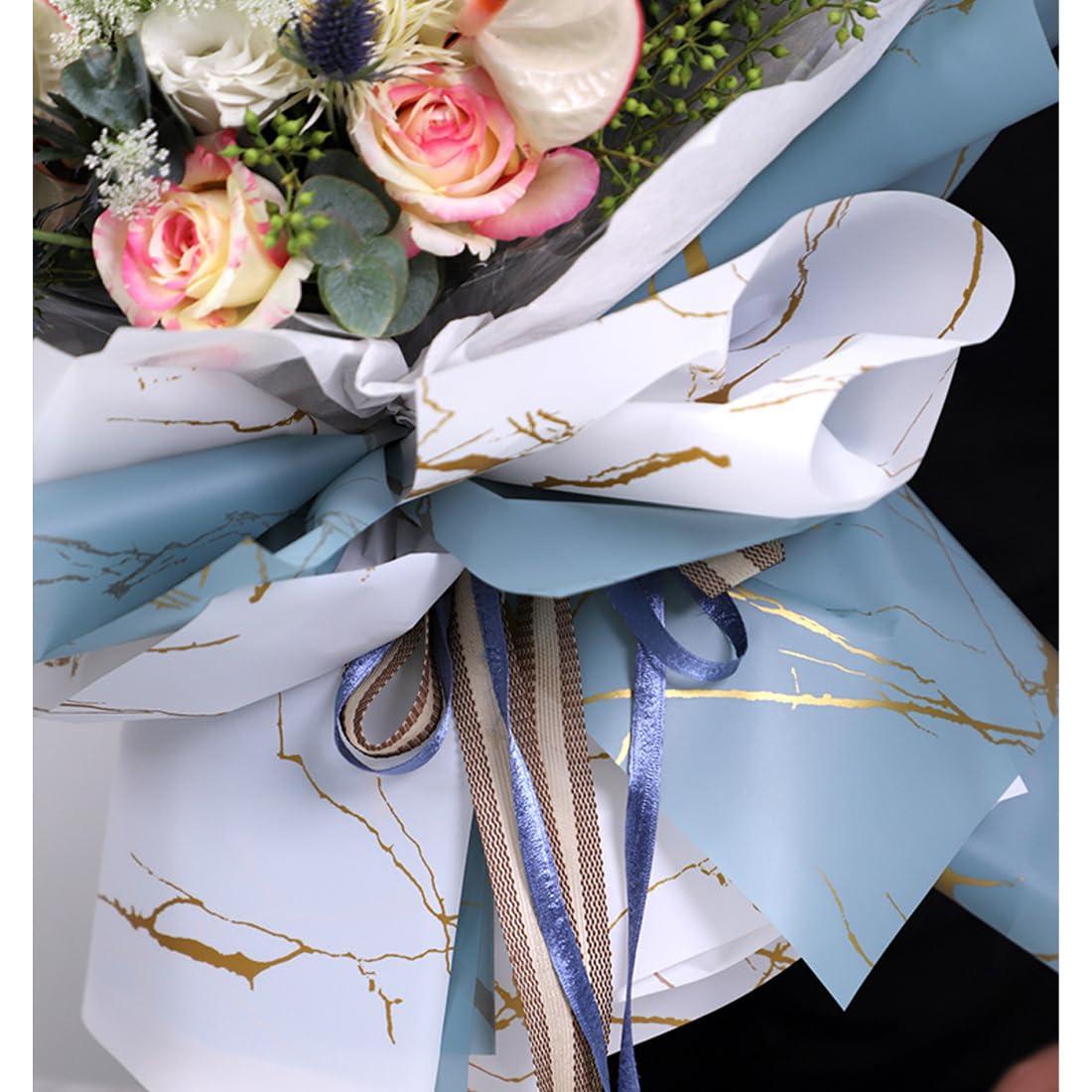 PURZEN PURZEN Wrapping Paper Bulk, Nosa Paper, Gold Marbled Paper, Flower Wrapping Paper, Floral Bouquet Packaging Materials, 60X60cm,Orange,100 Sheets