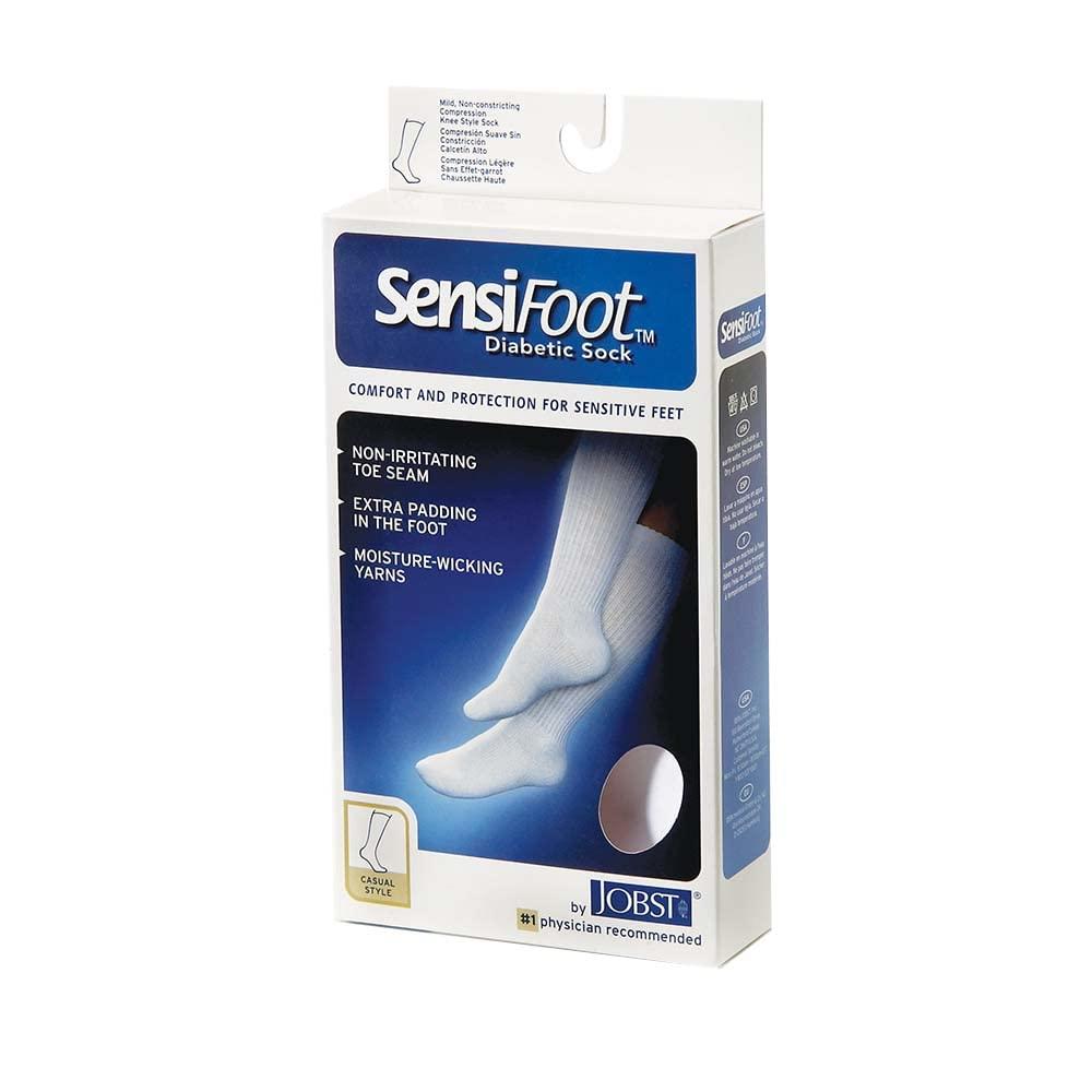 JOBST JOBST SensiFoot Diabetic Compression Socks, 8-15 mmHg, Crew, Closed Toe, Black, X-Large