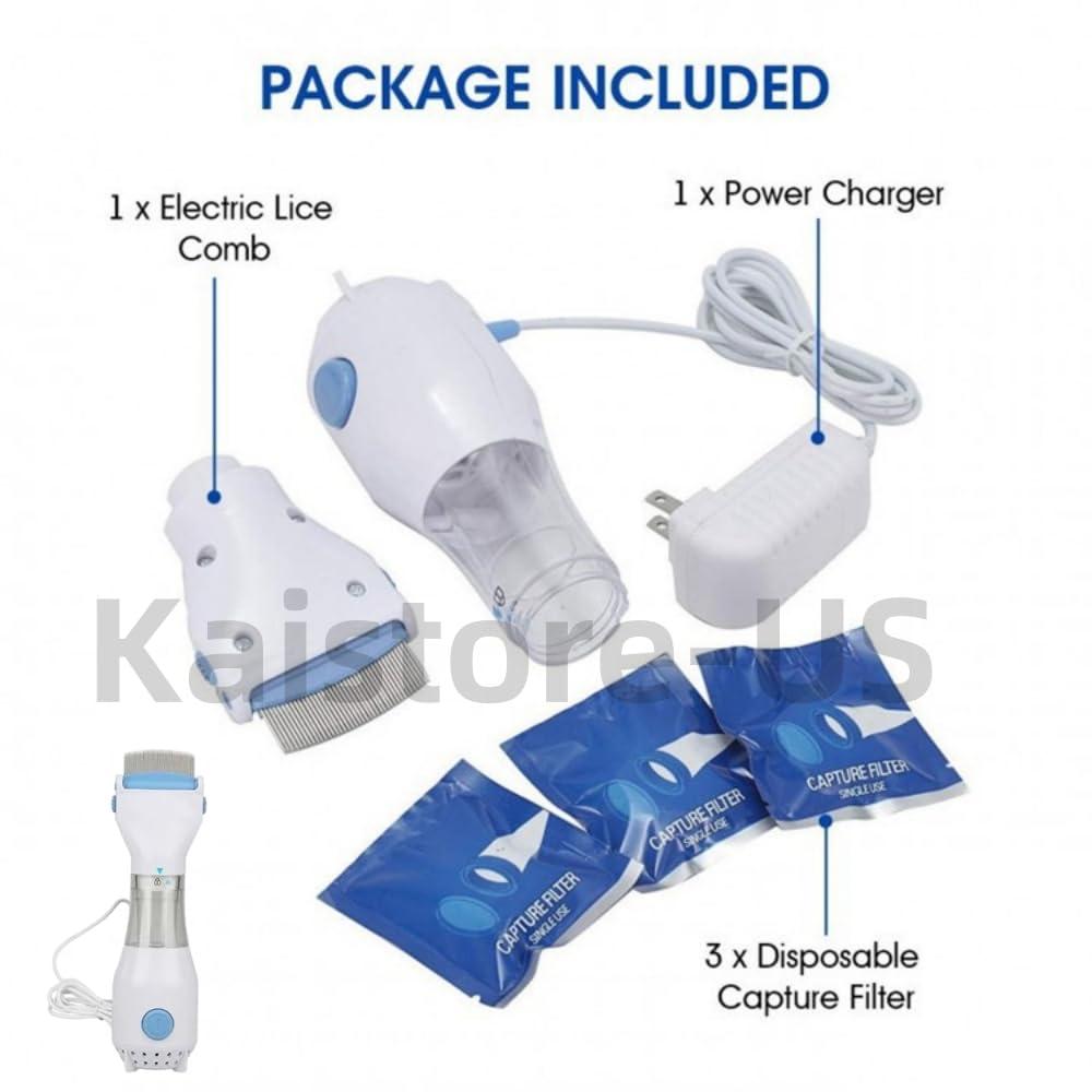 PINNKL Electric Head Lice Vacuum Comb, Electric Comb Lice Removal, Head Lice Treatment, Electric Head Lice Comb, Hair Cleaner (US,2PCS)