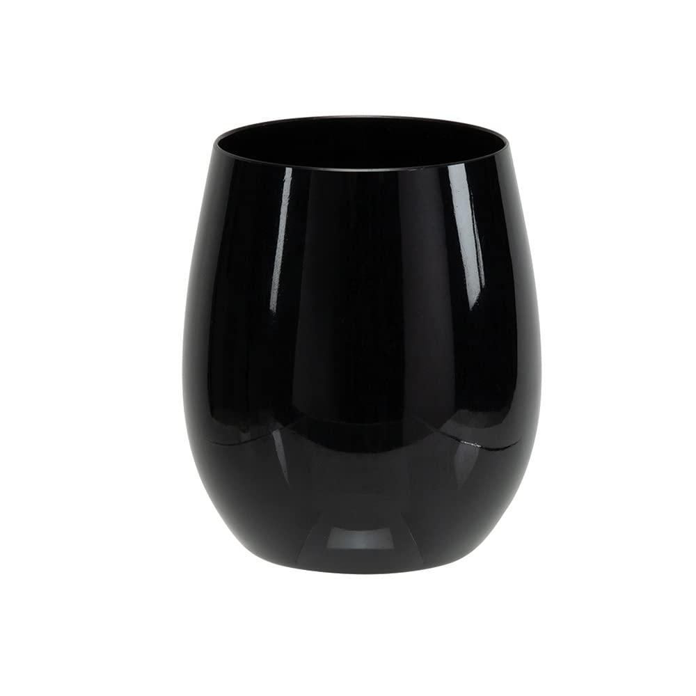 LUXE PARTY LUXE PARTY 36 Stemless Wine Glass Plastic, 12oz Black Plastic Wine Glasses For Parties Disposable Party Cups, Plastic Wine Cups, Wine Glasses Plastic Disposable Plastic Wine Tumbler