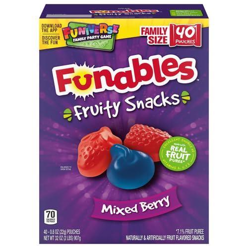 Funables Funables Fruit Snacks, Mixed Berry Fruit Flavored Snacks, 0.8 ounce Pouches (Pack of 80)