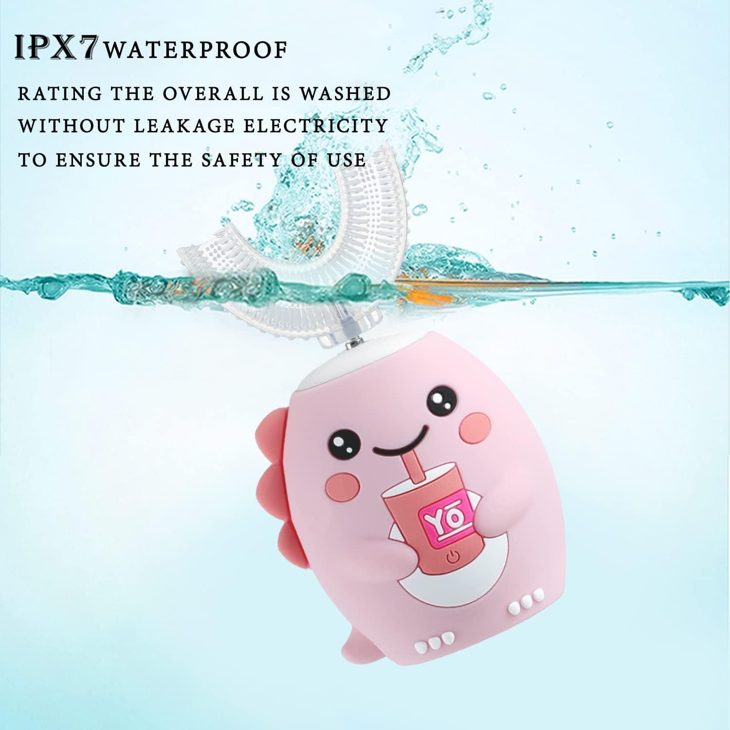 Yodabai yeklike Kids Electric Toothbrushes, U Shaped Ultrasonic Toothbrush,Rechargeable Kids Toothbrush w/Smart Timer, Sonic Toothbrush Kids with 6 Modes, IPX7 Waterproof Design (2-7 Year Old, Pink)