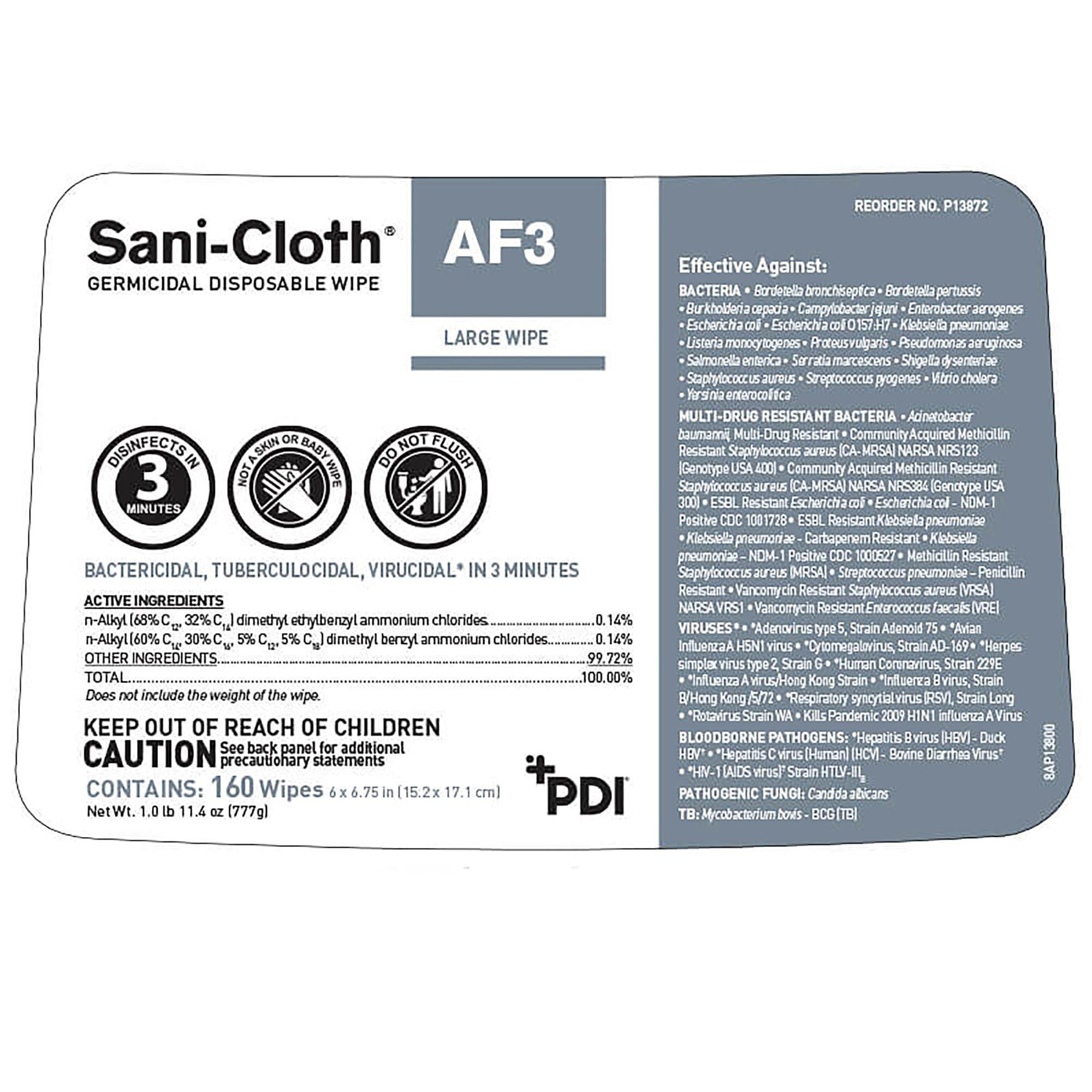 SANI CLOTH Sani-Cloth AF3 Alcohol-Free Disposable Disinfectant Wipes - 160 Wipes
