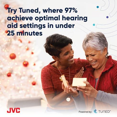 JVC JVC Self-Fitting OTC Hearing Aids for Seniors - Mild to Moderate Hearing Loss - Powered by FDA-Cleared TUNED App - 24/7 AI Hearing Assistant - Speech Recognition - Bluetooth-Enabled Hearing Aid