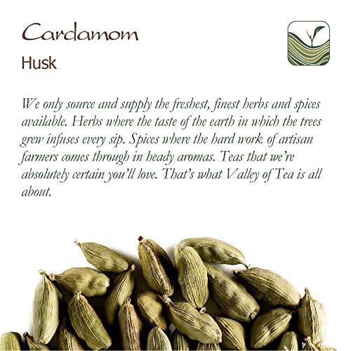 Valley of Tea Cardamom Pods Organic Gourmet Spice - Intensely Aromatic - Cardamum - L. Elettaria cardamomum Cardamon - Cardoman Pods Cardimon Pods Cardemon Cardomam Cardamonin 100g