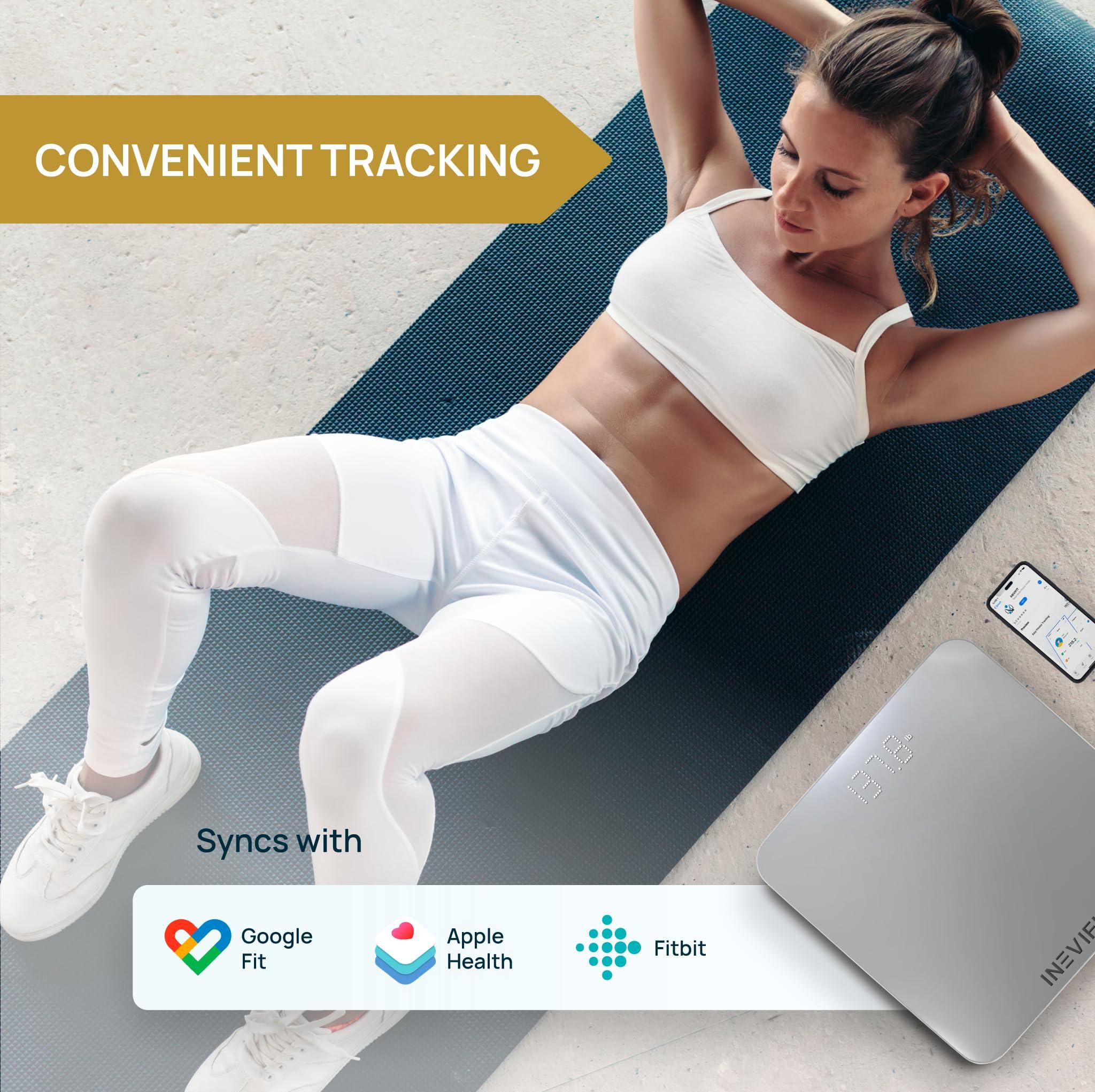 inevifit INEVIFIT Smart Bathroom Scale, Highly Accurate Bluetooth Digital Bathroom Body Weight Scale, Precisely Measures Weight & BMI for Unlimited Users (S-Silver)