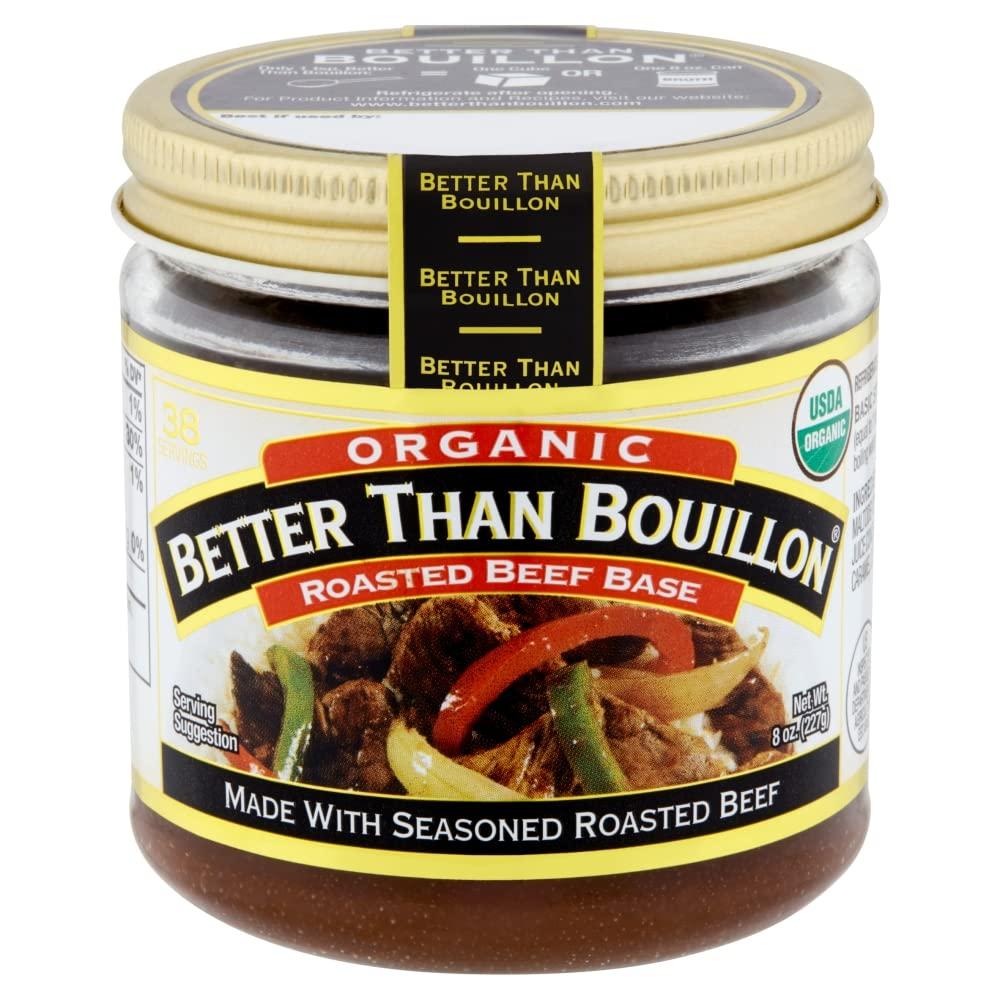 Better Than Bouillon Better Than Bouillon Organic Roasted Beef Base, Made with Seasoned Roasted Beef, USDA Organic, Blendable Base for Added Flavor, 38 Servings Per Jar (8 Ounce (Pack of 4))