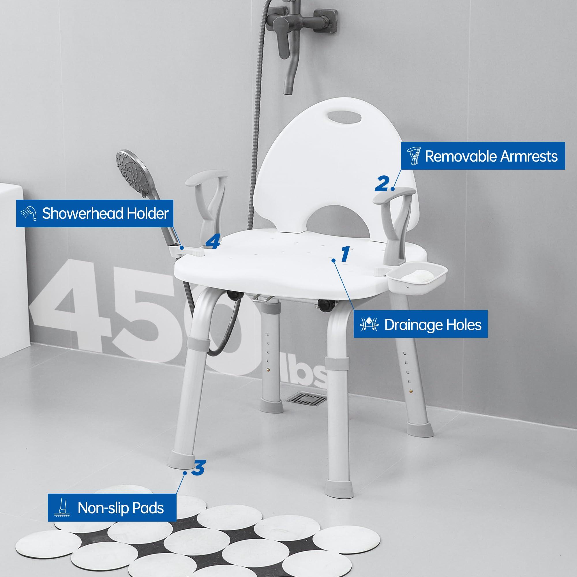 RESTISLAND Restisland Swivel Shower Chair 450 lbs, Heavy Duty Bath Chair with Rotatable Seat for Seniors Handicap and Pregnant Women