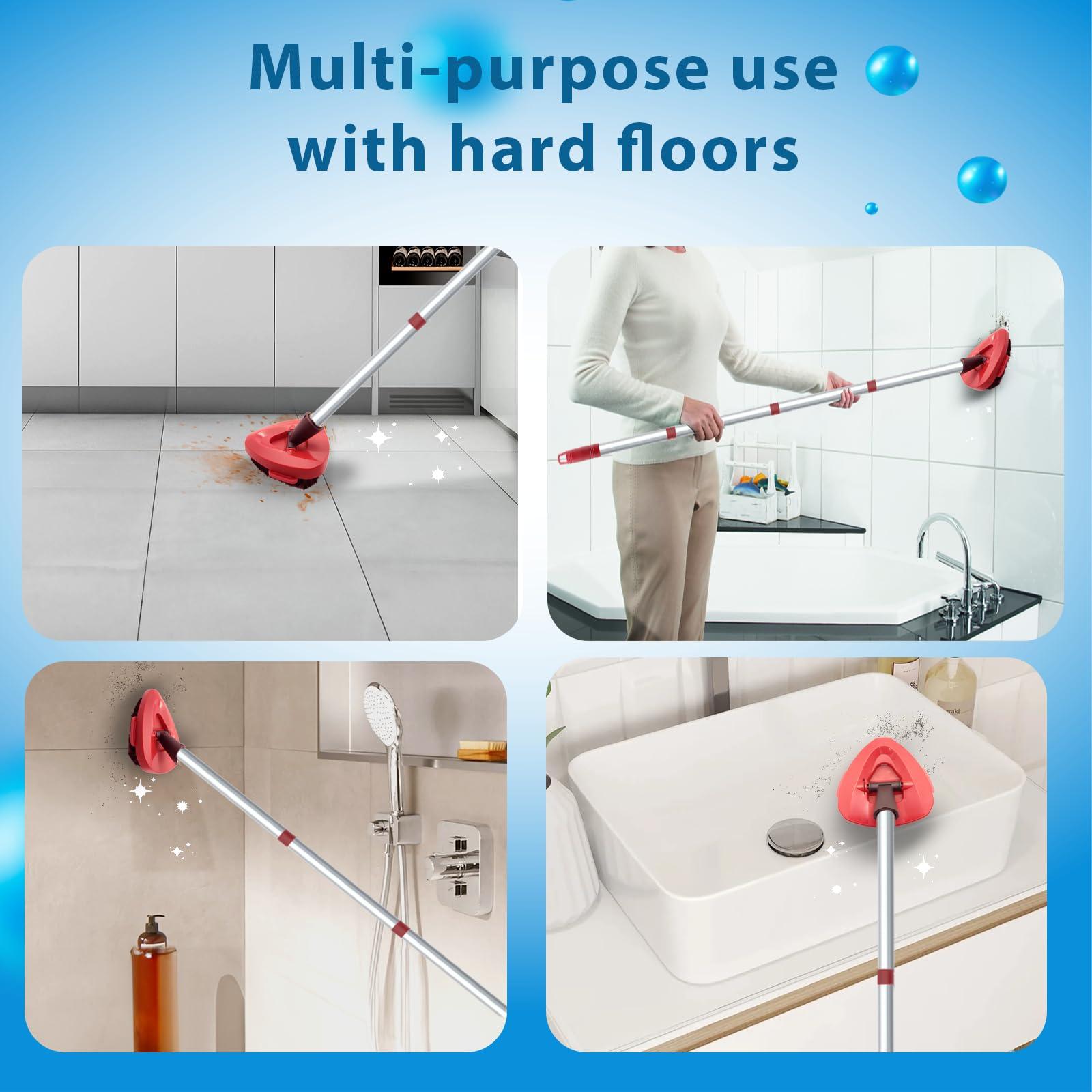 WAKAYOYO Spin Mop Scrub Brush for RinseClean 2 Tank System, Floor Scrubber Brush Head Replacement, Triangle Hard Bristle Cleaning Brush for Bathroom Kitchen Pool, Glass and Tile Walls