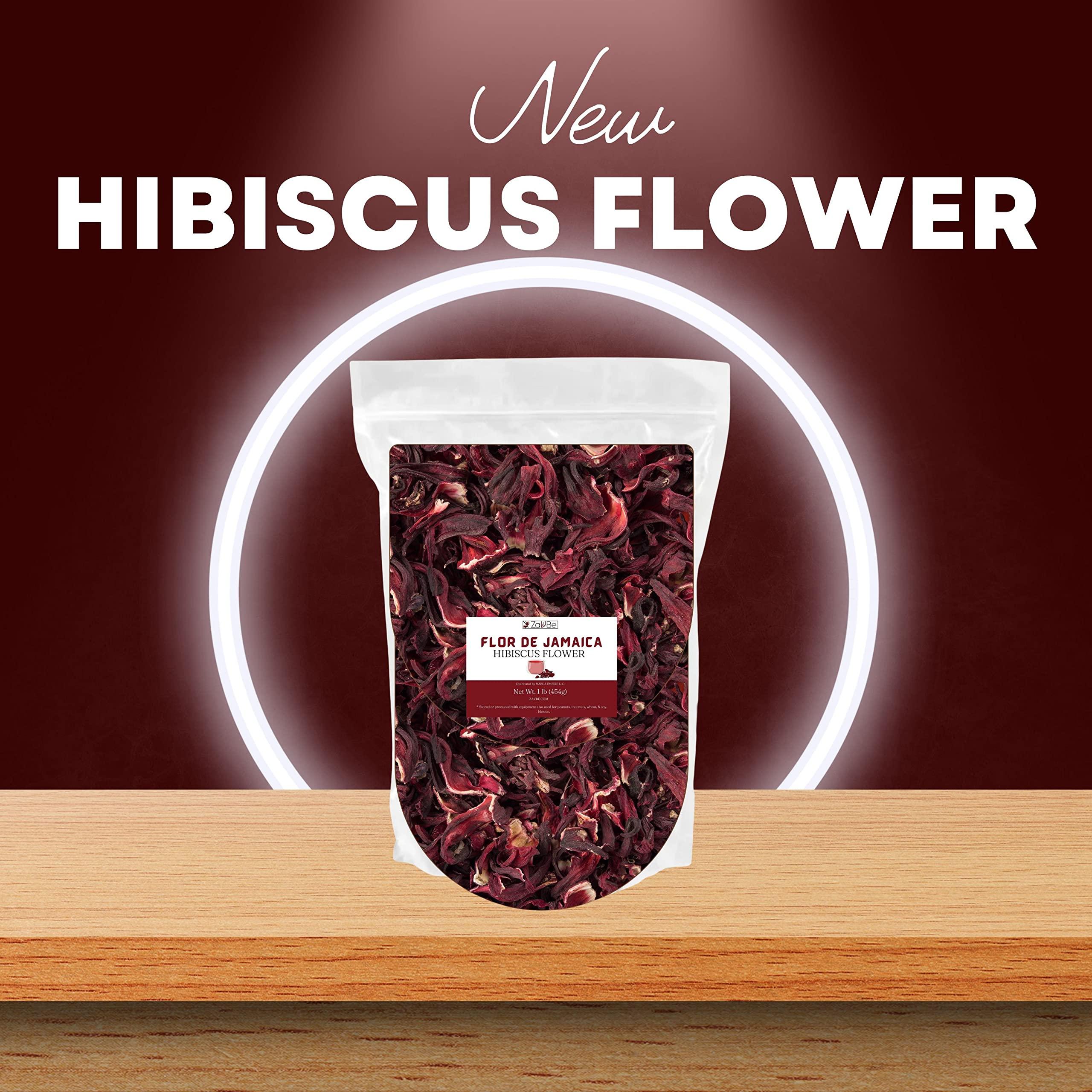 ZAVBE ZAVBE Hibiscus Tea 1lbs Dried Hibiscus Flower Perfect for Hibiscus Tea loose leaf, Flor de Jamaica, Cut and Sifted Packaged in Resealable Bag Hot & Iced Tea, Whole Flowers and Petals. (16, Ounces)