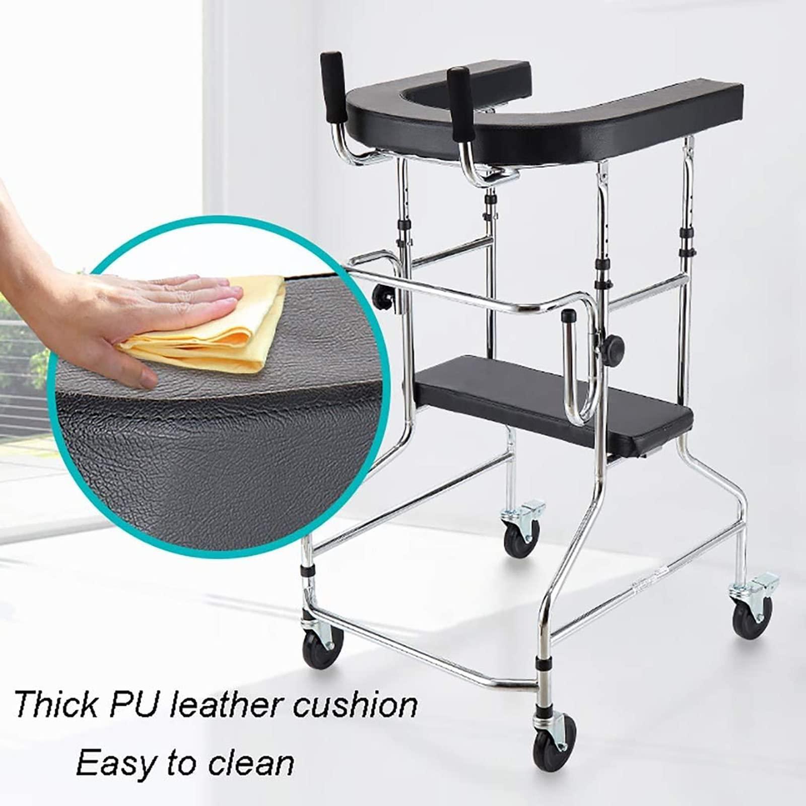 BITWIT BITWIT Standing Support Walking Frame,Wheeled Walker with U-Shaped Armrest,Walking Mobility Aid,Lower Limb Trainer,Standard Walker