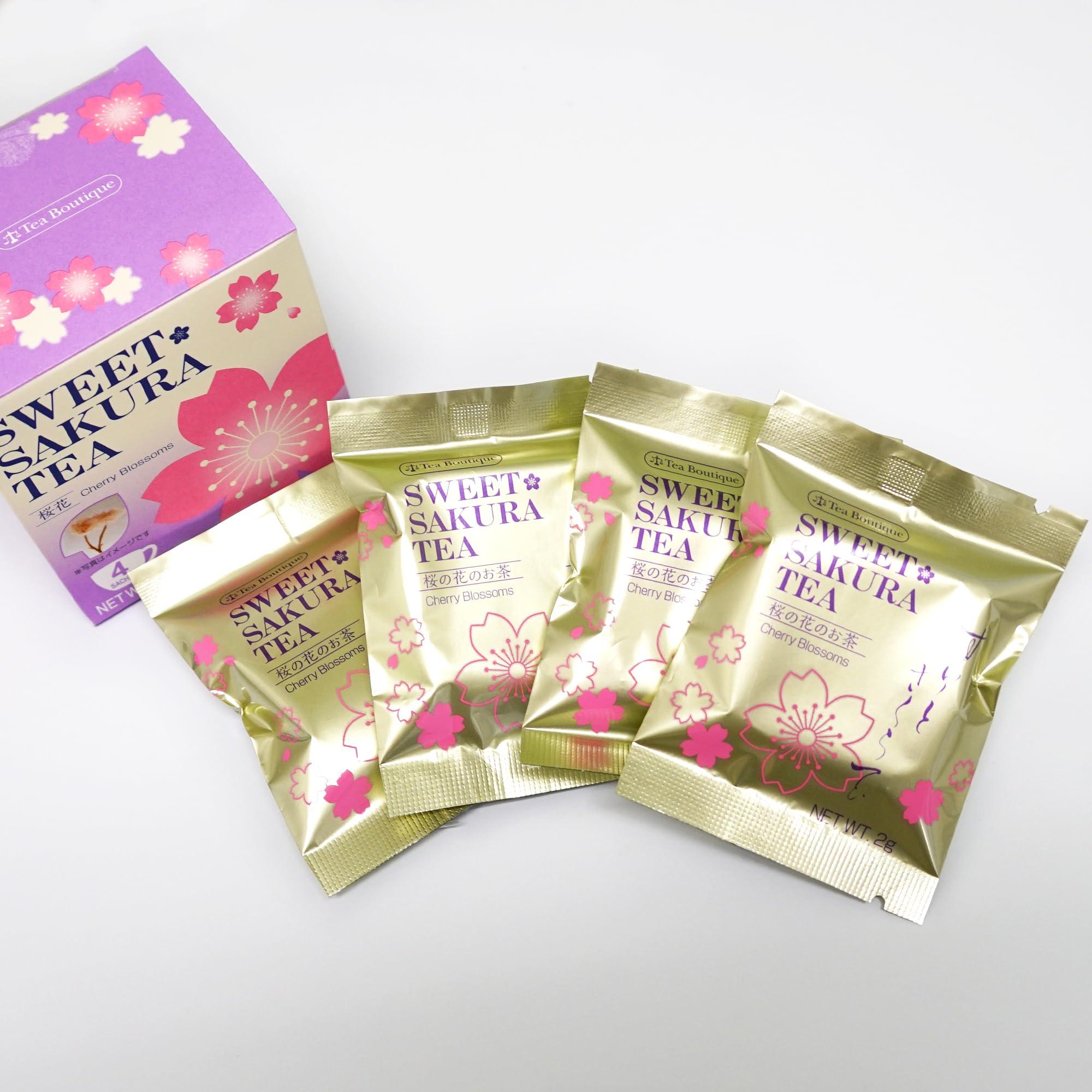 Tea Boutique Sweet Sakura_Tea, Blooming Sakura Flower Tea, Freshly-nipped cherry blossoms, 4 Sachets