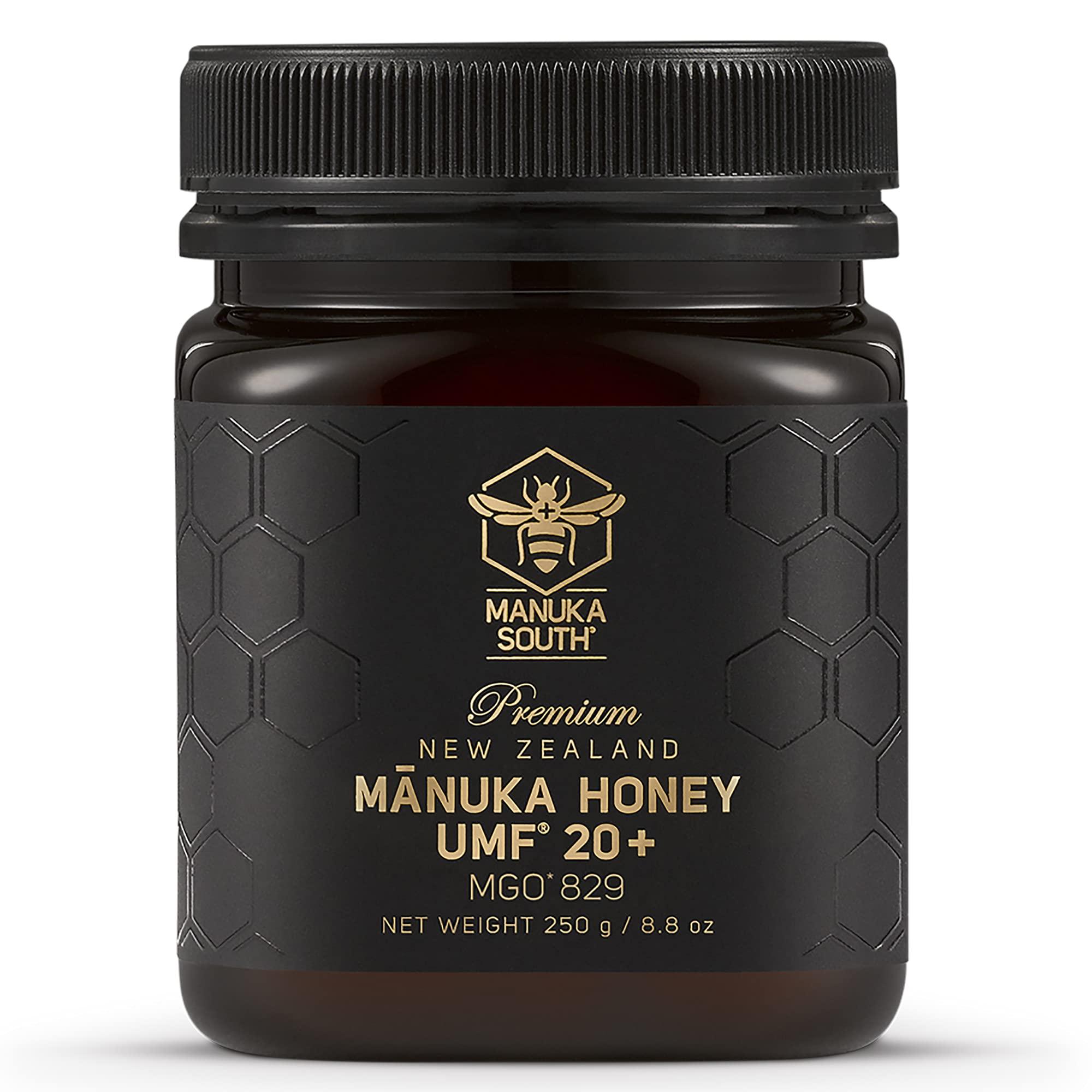 MANUKA SOUTH Manuka Honey New Zealand - Raw Manuka Honey UMF 20+ Certified (MGO 829+) - Natural, Non-GMO Manuka Honey from Manuka South - 250g/8.8oz