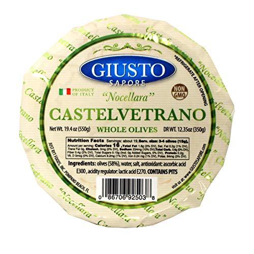Giusto Sapore Giusto Sapore Italian Olives - Castelvetrano Whole - Premium Gourmet GMO Free - Imported from Italy and Family Owned - 19.4oz.