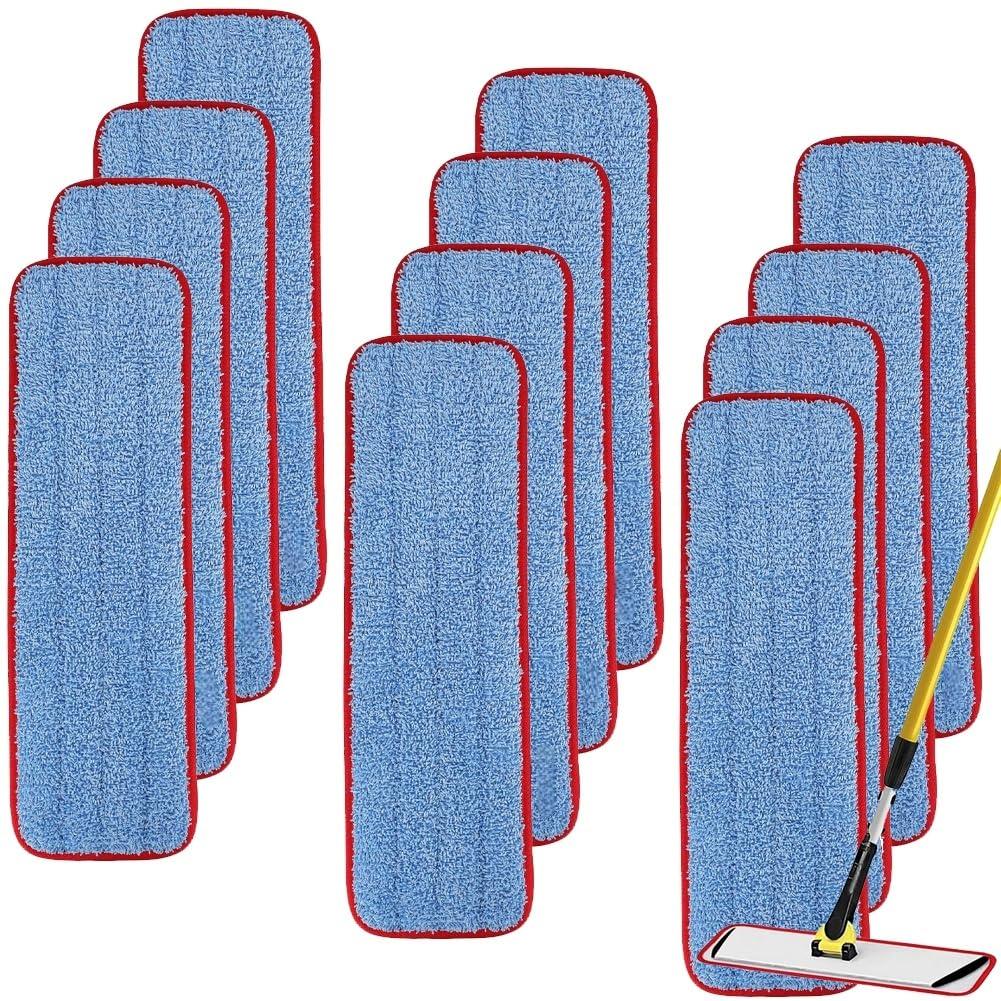Sgizoku Microfiber Mop Pads for Rubbermaid Commercial 18 Inch Mop and 17 Inch Mop - 12 Pack Reusable Wet & Dry Cleaning Mop Head Replacement Refills Fit for Any Microfiber Flat Mop System 18\" and 17\"