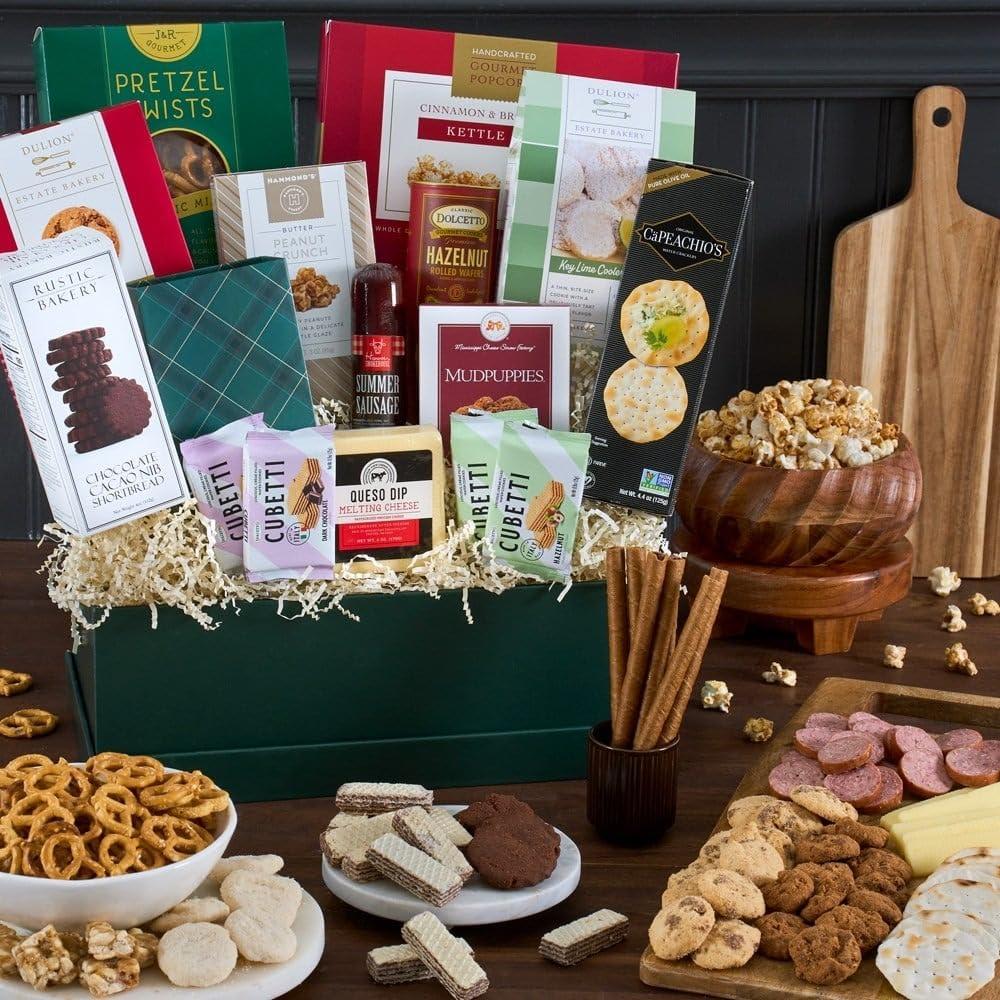 GourmetGiftBaskets.com Snack Gift Basket Premium of Meat, Cheese, Cookies, Chocolate and Popcorn by GourmetGiftBaskets.com