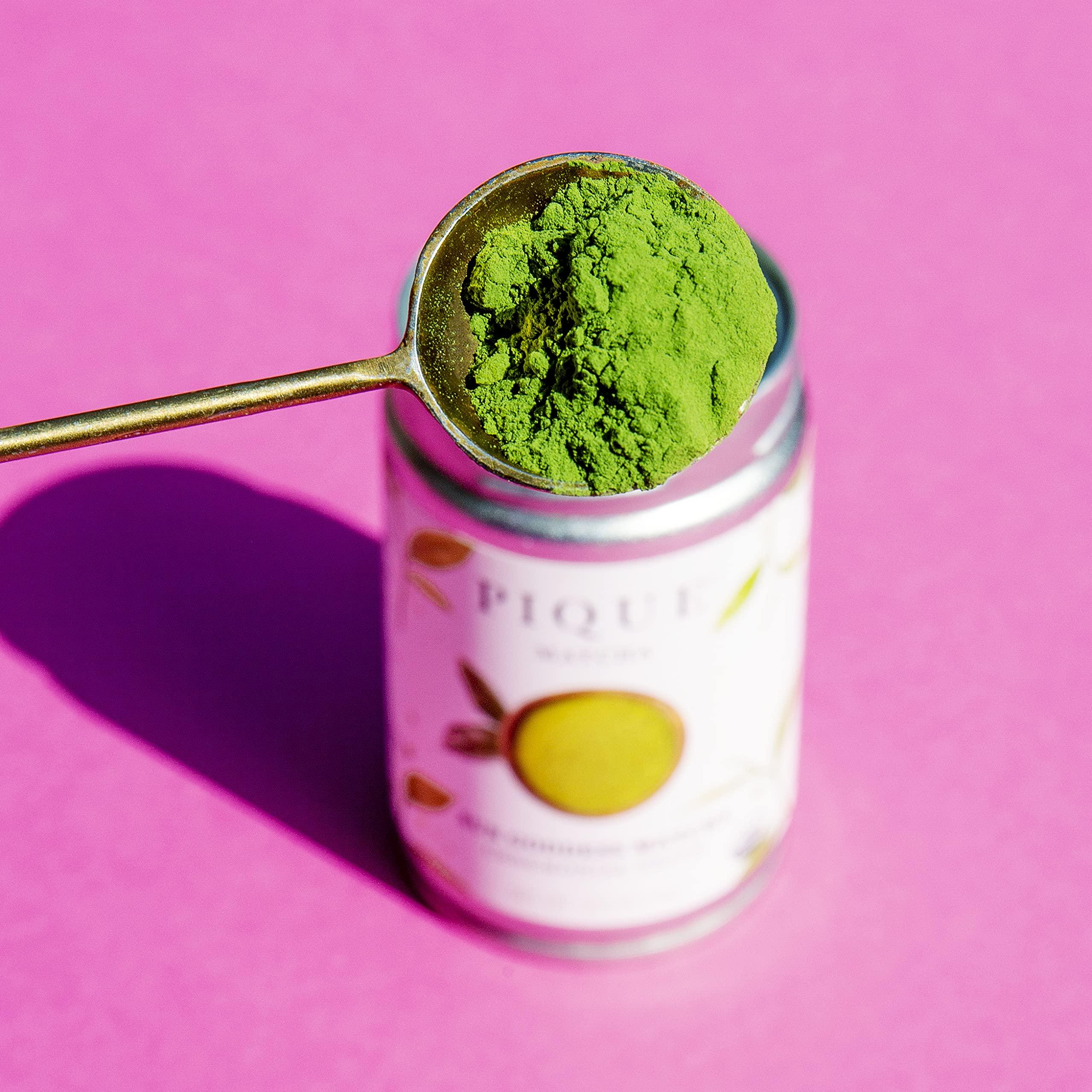 PIQUE Pique Organic Sun Goddess Matcha Tin - Ceremonial Grade Matcha Green Tea Powder, Supports Radiant Skin, Calm Energy (2.5 ounce)