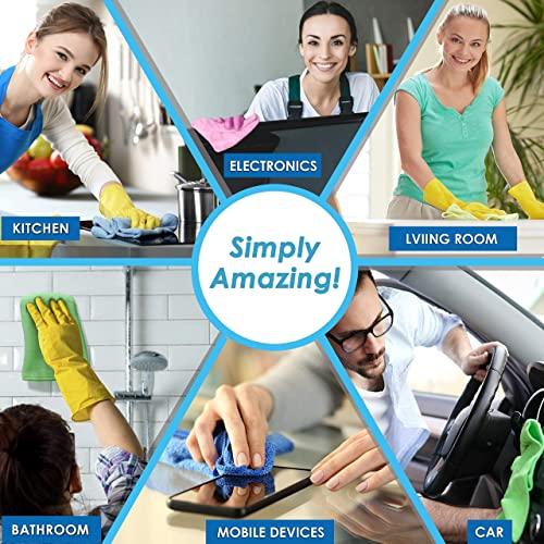 VibraWipe VibraWipe Microfiber Cleaning Cloth, 16 Pieces Large Size 14.2"x14.2", Trap Dust, Dirt and Pet Dander in Split Fibers. Absorb up to 5X Their Weight in Liquid – Machine Washable, Reusable and Lint-Free